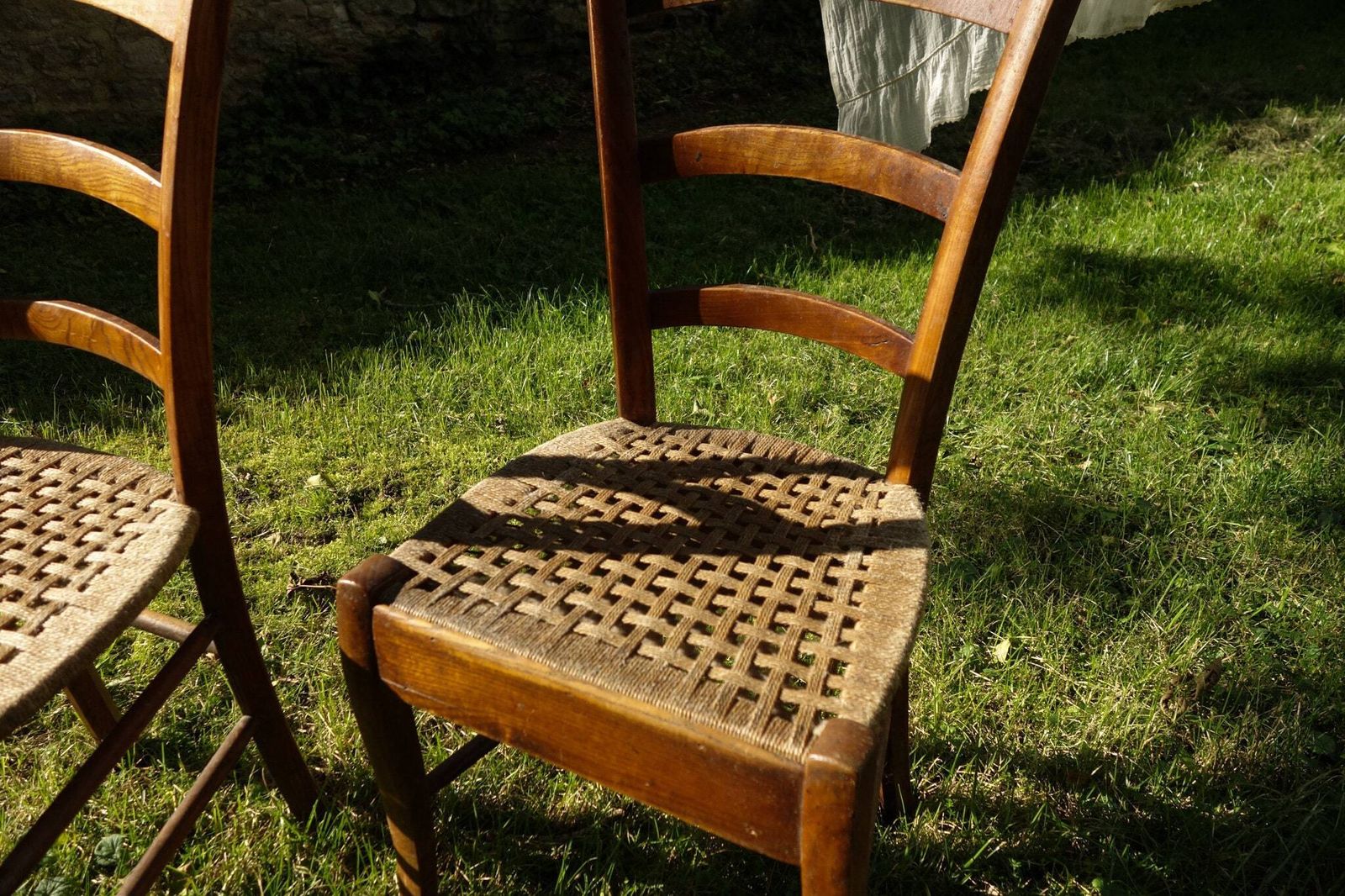 French Rustic Bistro Wooden Chairs photo for sale