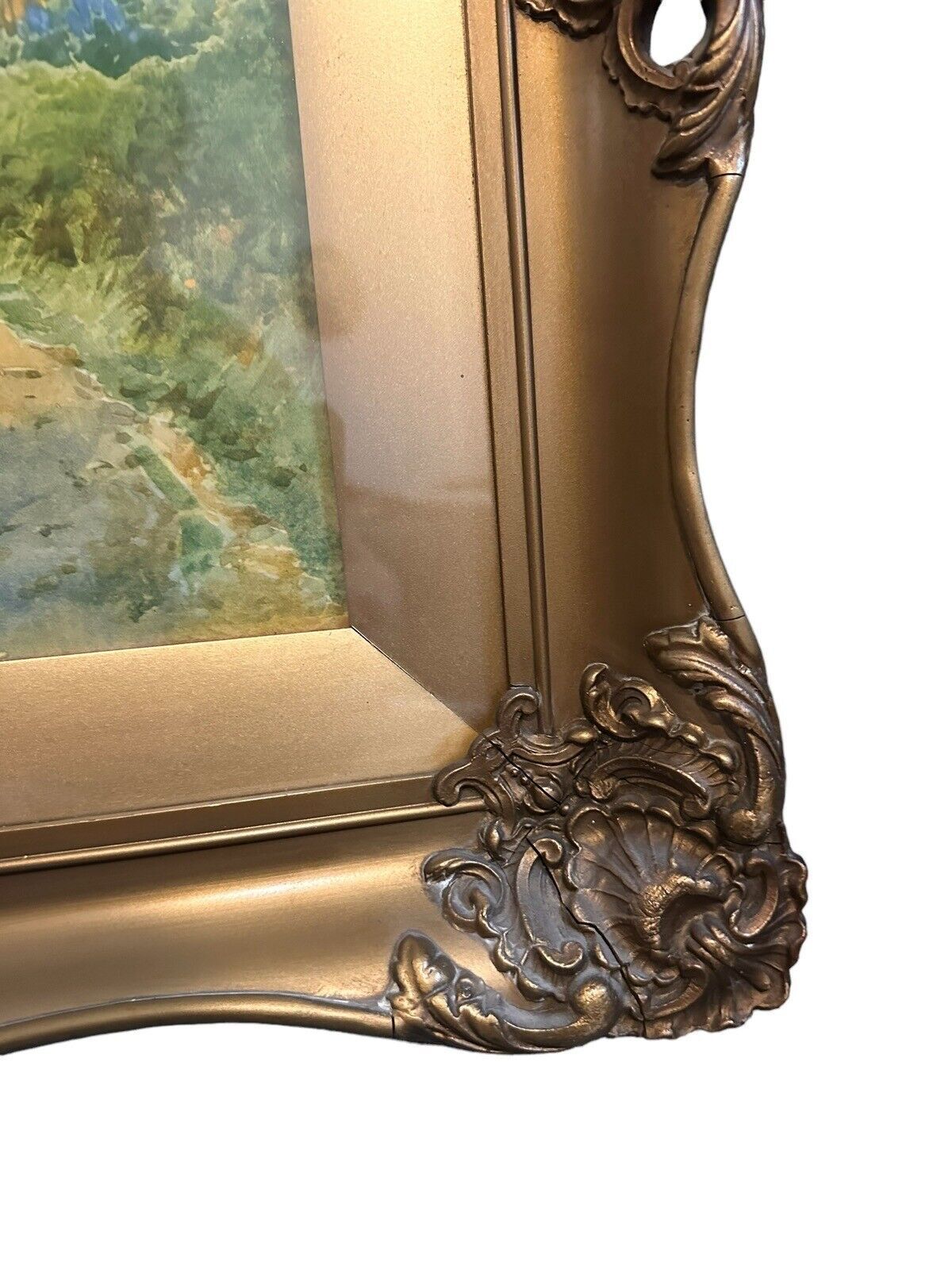 Superb Antique 19th Century Coloured Print By Theresa Sylvester   Cotswolds photo furniture
