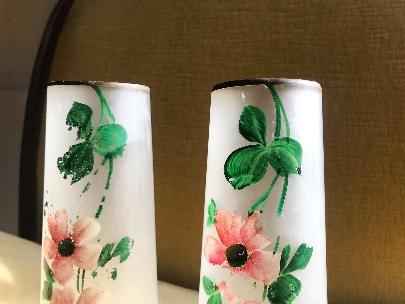 Hand Painted Art Deco Vase Set Of 2 photo 82.0