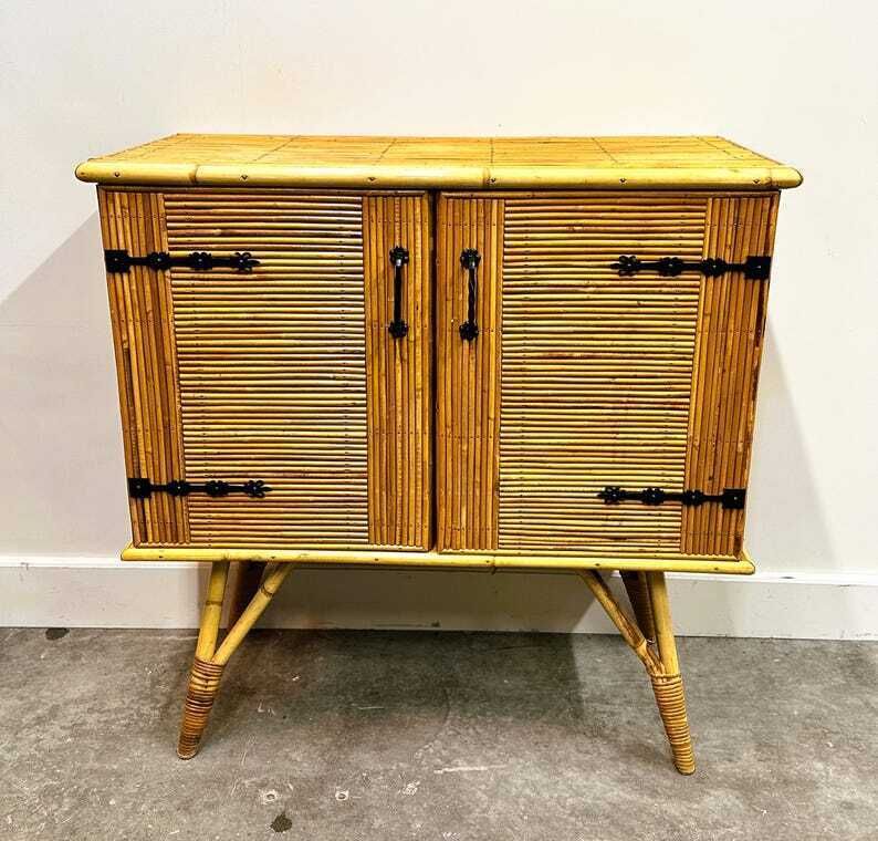 Bamboe Dressoir / Kast Van Adrien Audoux En Frida Minet. Frankrijk, Ca. Jaren 1960.