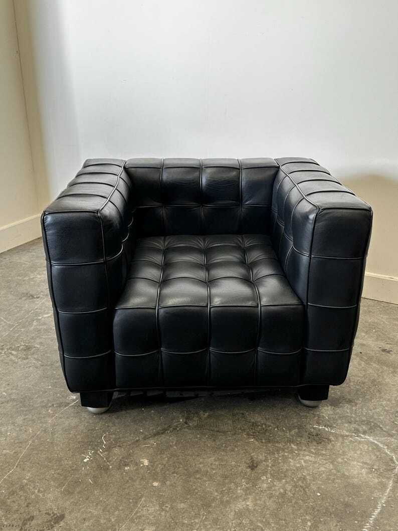 Wittmann Kubus Leren Fauteuil Van Josef Hoffmann, Jaren 1980 photo Meubels