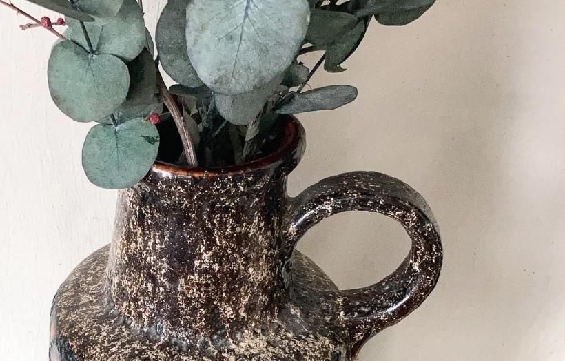 Vintage West German Lava Ceramic Vase   Mid Century Modern Home Accent photo buy