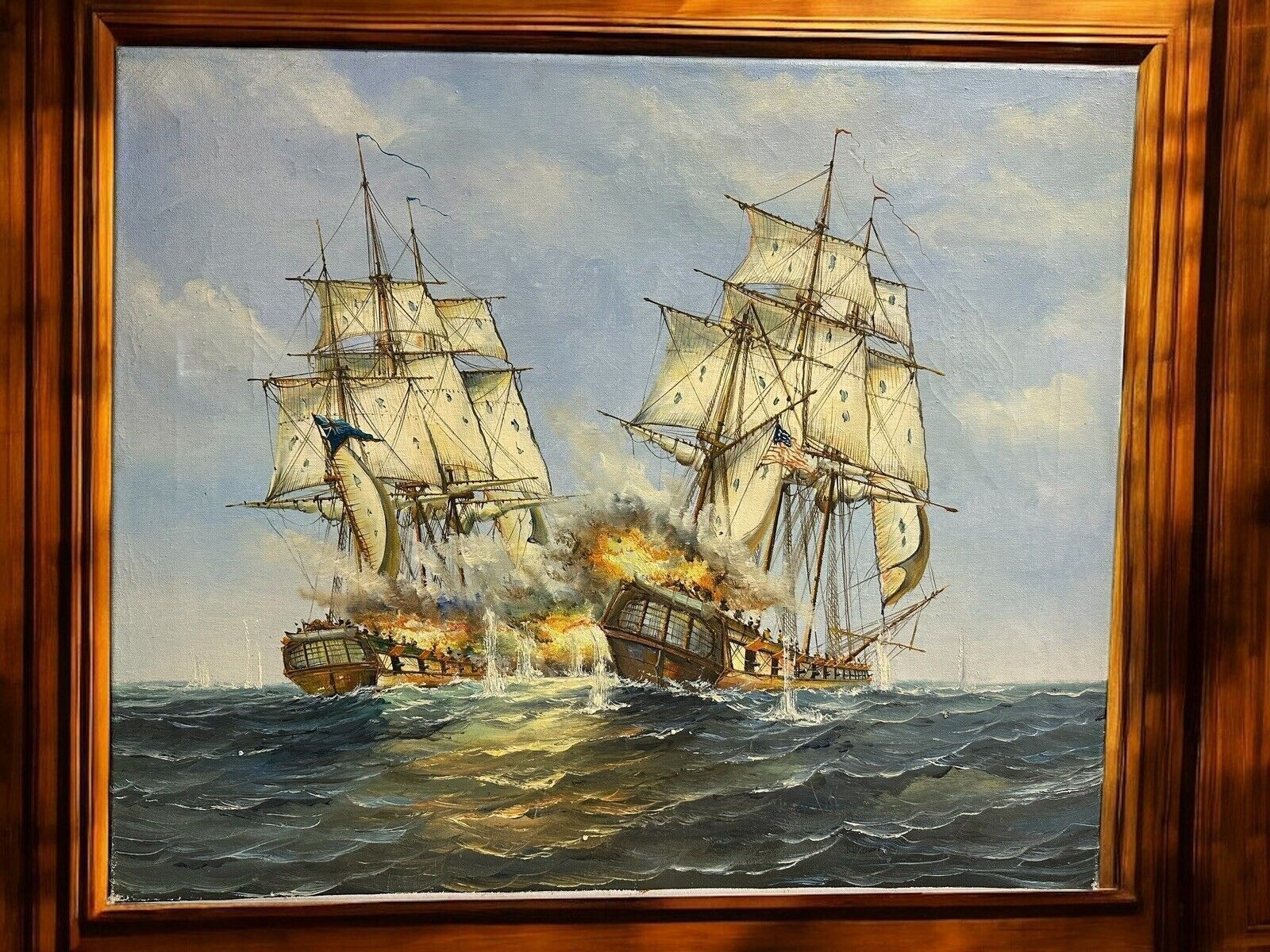 Galleon Ship Maritime Nautical Scene 61cm By 51cm Oil On Canvas photo for sale
