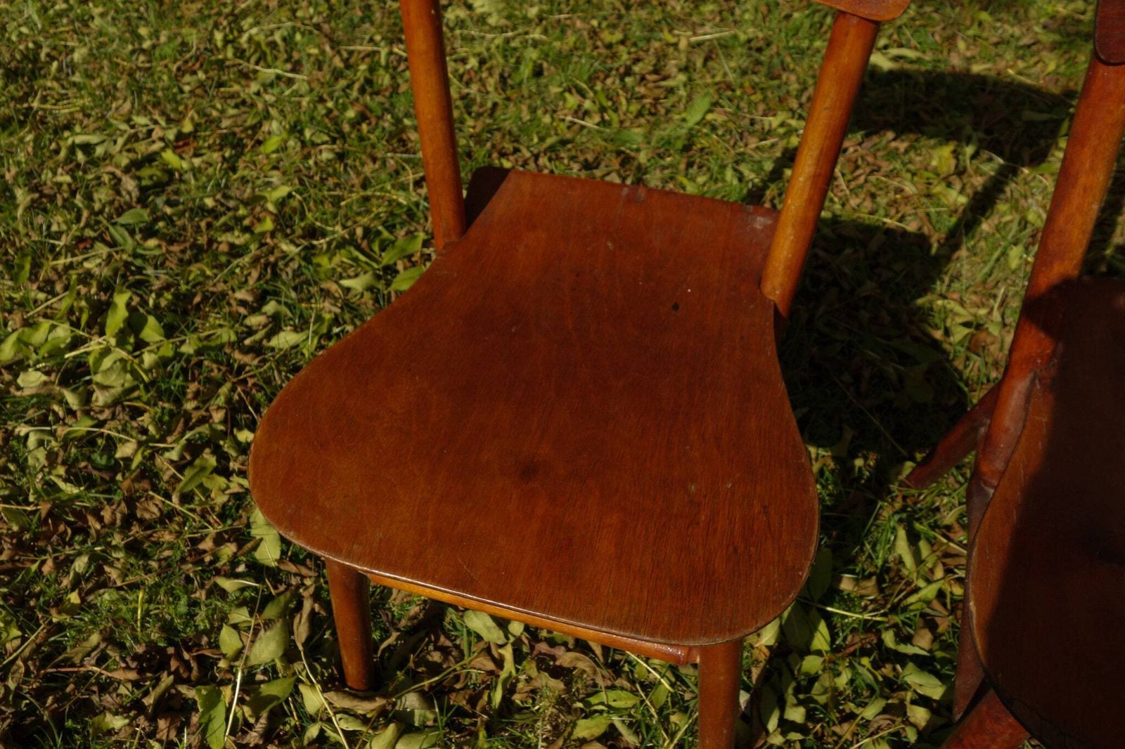 Mid Century Modern Wooden Chair Duo   Contemporary Walnut Dining Chairs photo 273.0