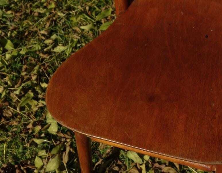 Mid Century Modern Wooden Chair Duo   Contemporary Walnut Dining Chairs photo buy