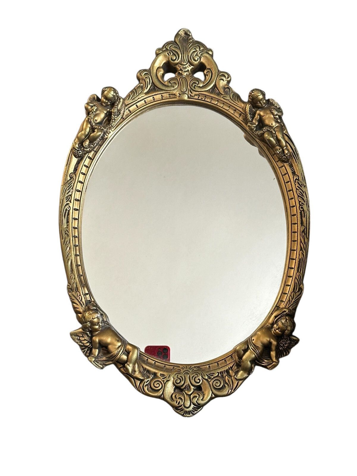 Ornate Rococo Style Gold Mirror Wall Mirror Gilt Frame Cherub Putti   65by40cm photo furniture