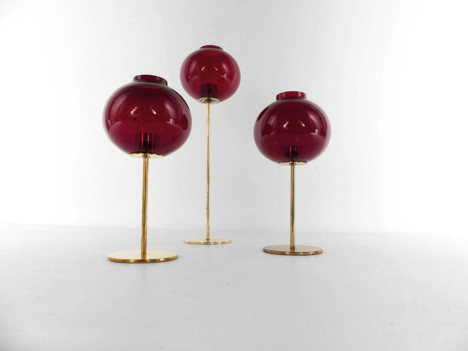 Set Of Three Hans Agne Jakobsson Ab Markaryd Nr135 Red Tealight Candle Holders photo furniture