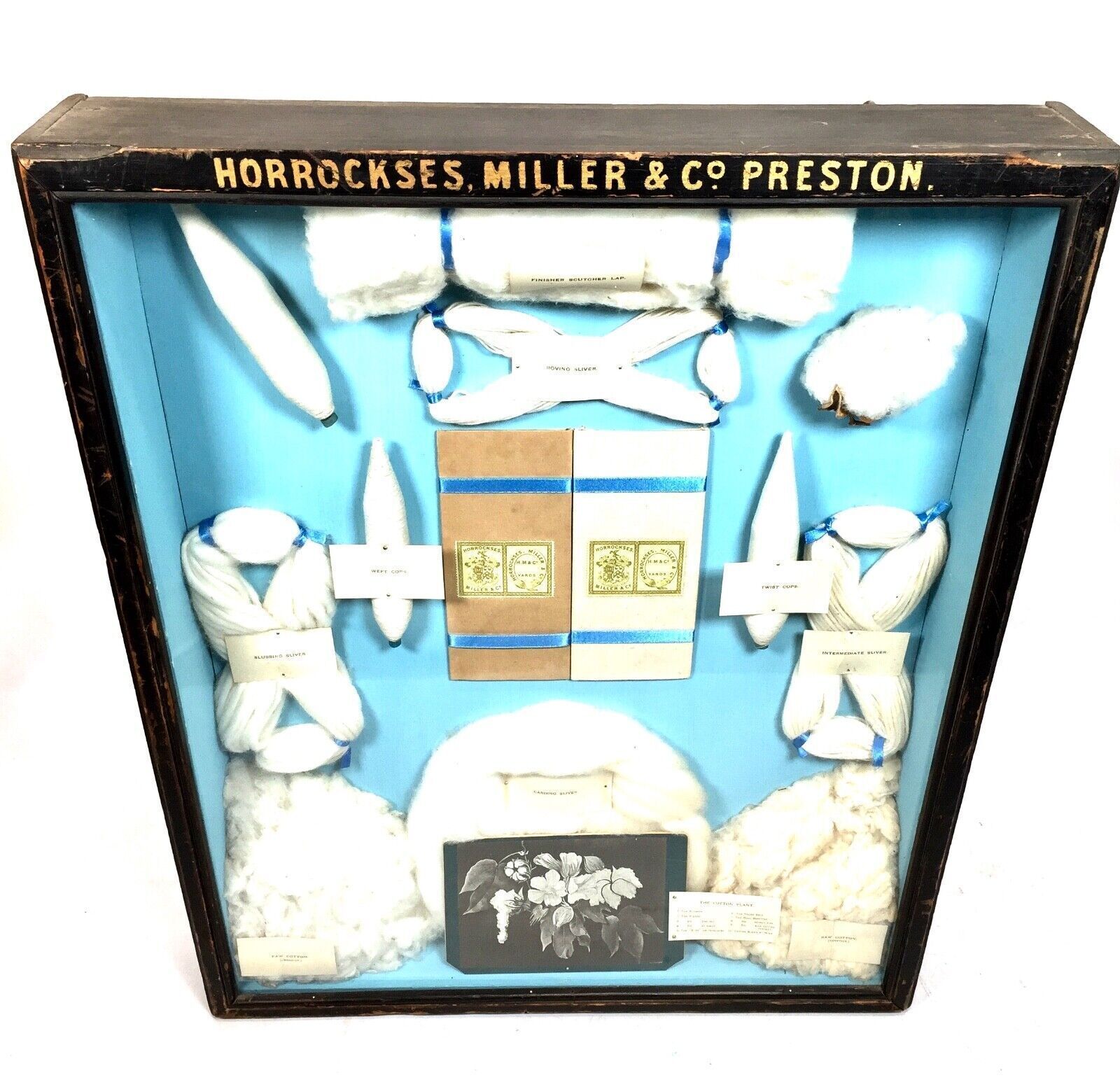 Georgian Antique Horrocks, Miller And Co Presentation Framed Yarn Display C.1820