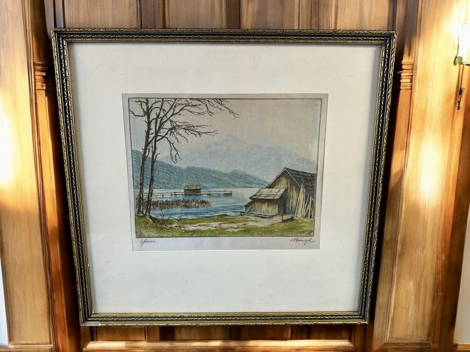 Vintage Signed Painting On Silk   French Alps Scene   33cm By 22cm