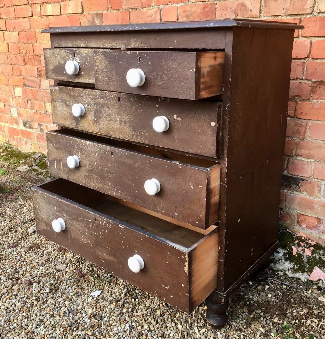 Antique Chest Of Drawers In Original Crackle Glazed Paint photo 235.0