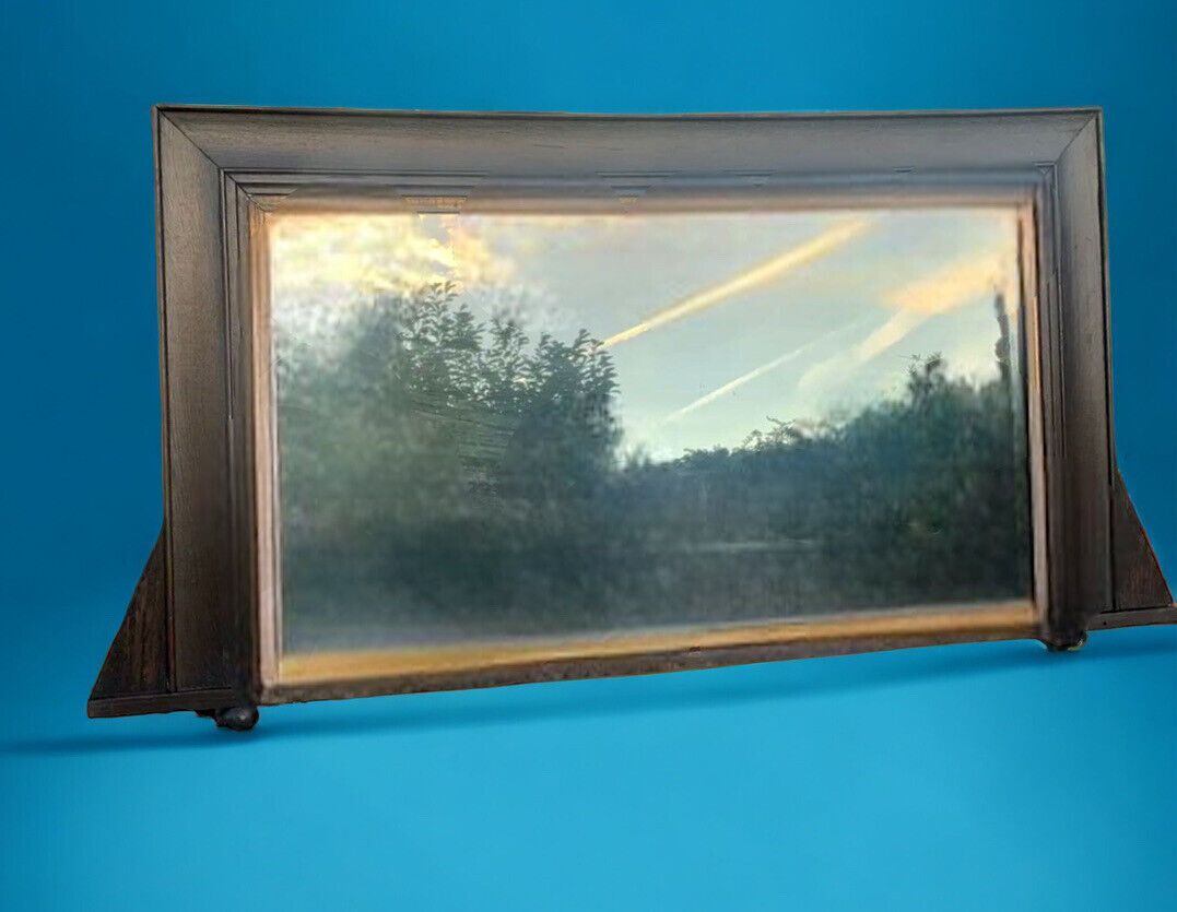 Stunning Original Art Deco Oak Overmantel Fireplace Mirror￼ 97 By 50cm