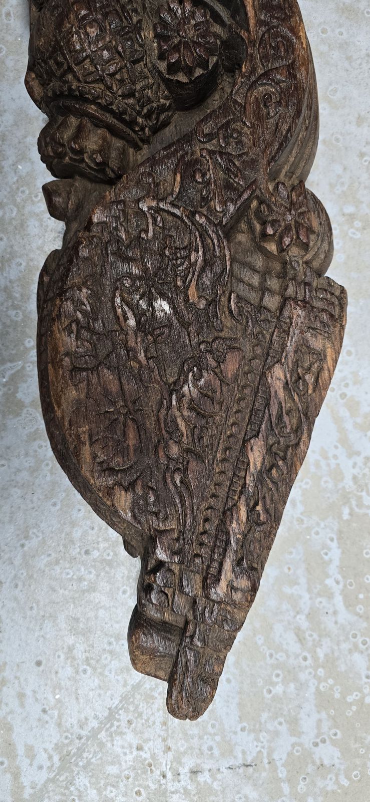 Vintage Indian Teakwood Corbels – Hand Carved Wall Brackets With Floral Motifs (Early 20th Century) photo vintage