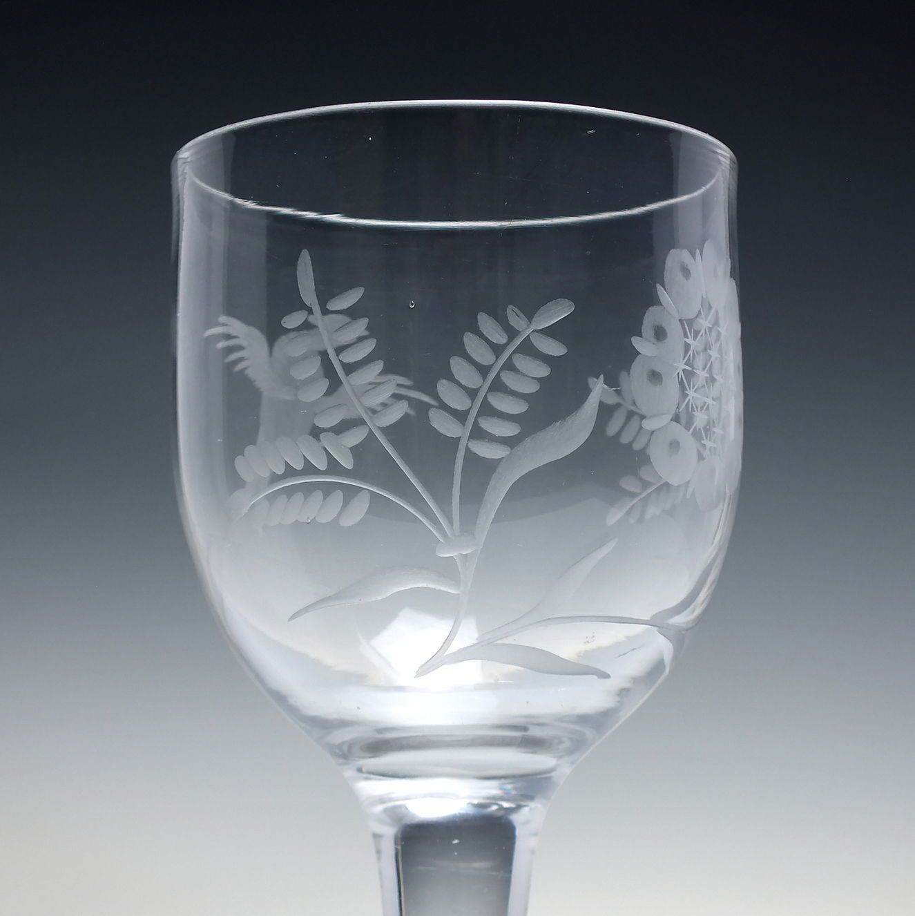 18th Century Engraved Plain Stem Wine Glass Goblet C1750 photo 260.0