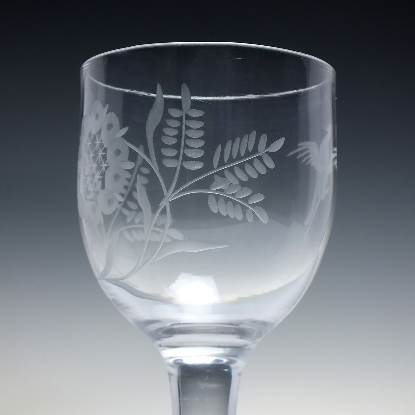 18th Century Engraved Plain Stem Wine Glass Goblet C1750 photo vinterior