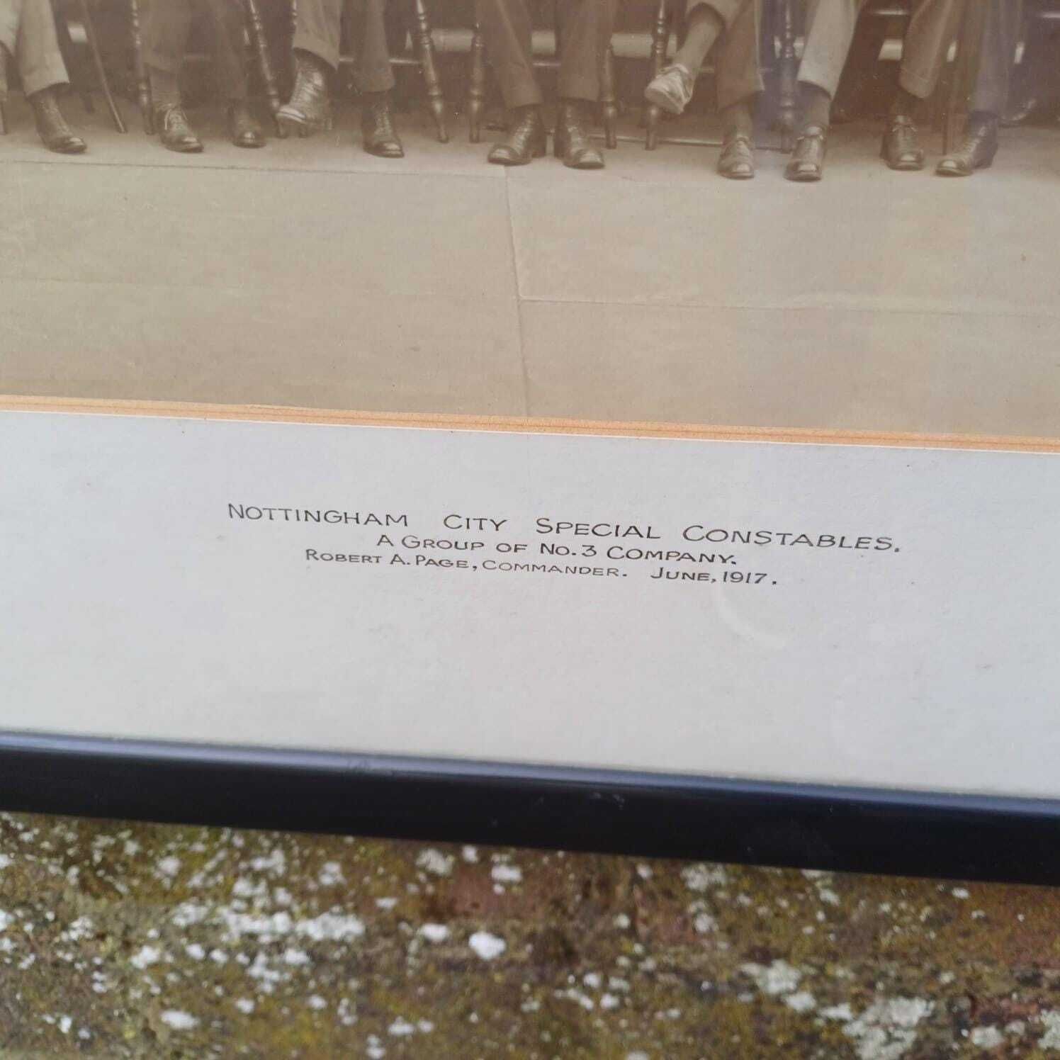 Antique Nottingham (Volunteer) Police Photograph From 1917, Ww1 In Black Vintage Glazed Frame   Large Photo Of Nottingham Special Constables photo 95.0