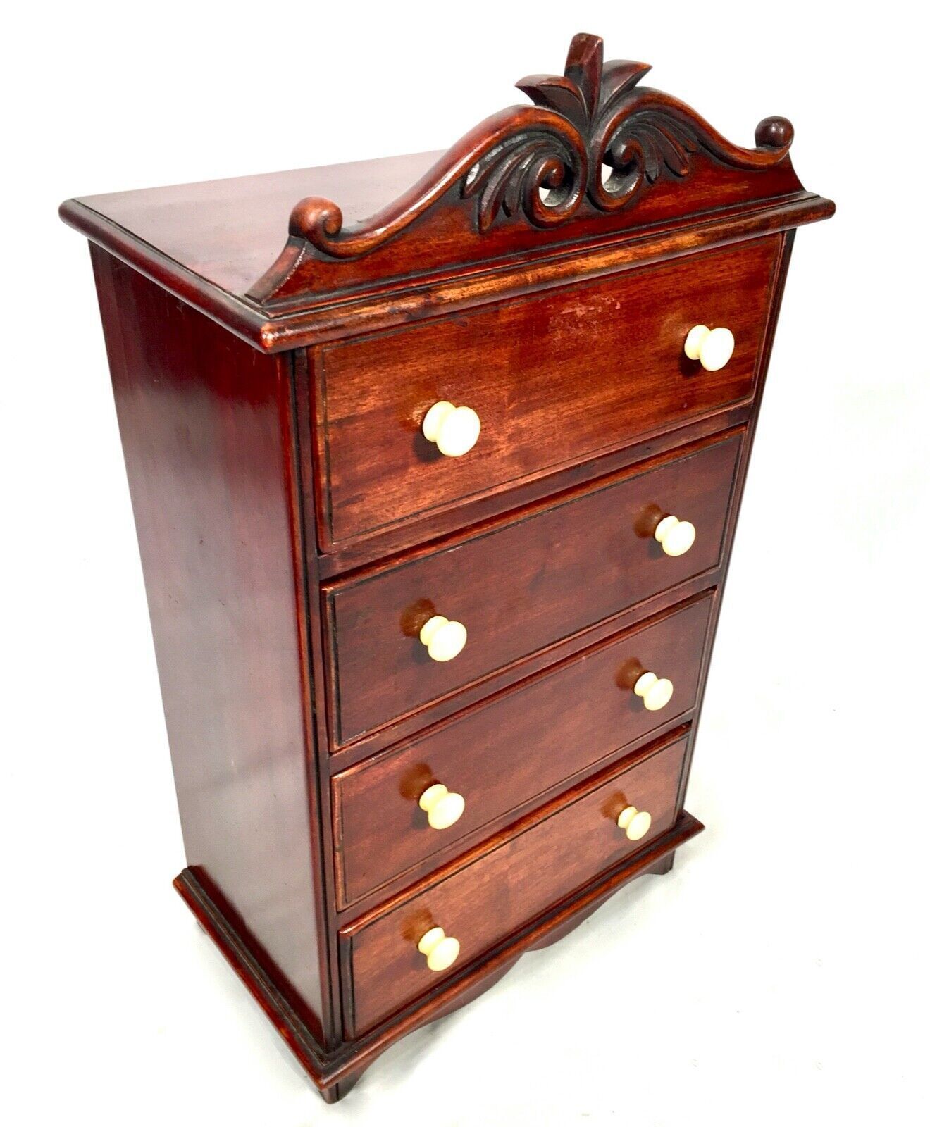 Antique Miniature Tabletop Wooden Chest Of Drawers C.1910 / Apprentice Furniture photo 219.0