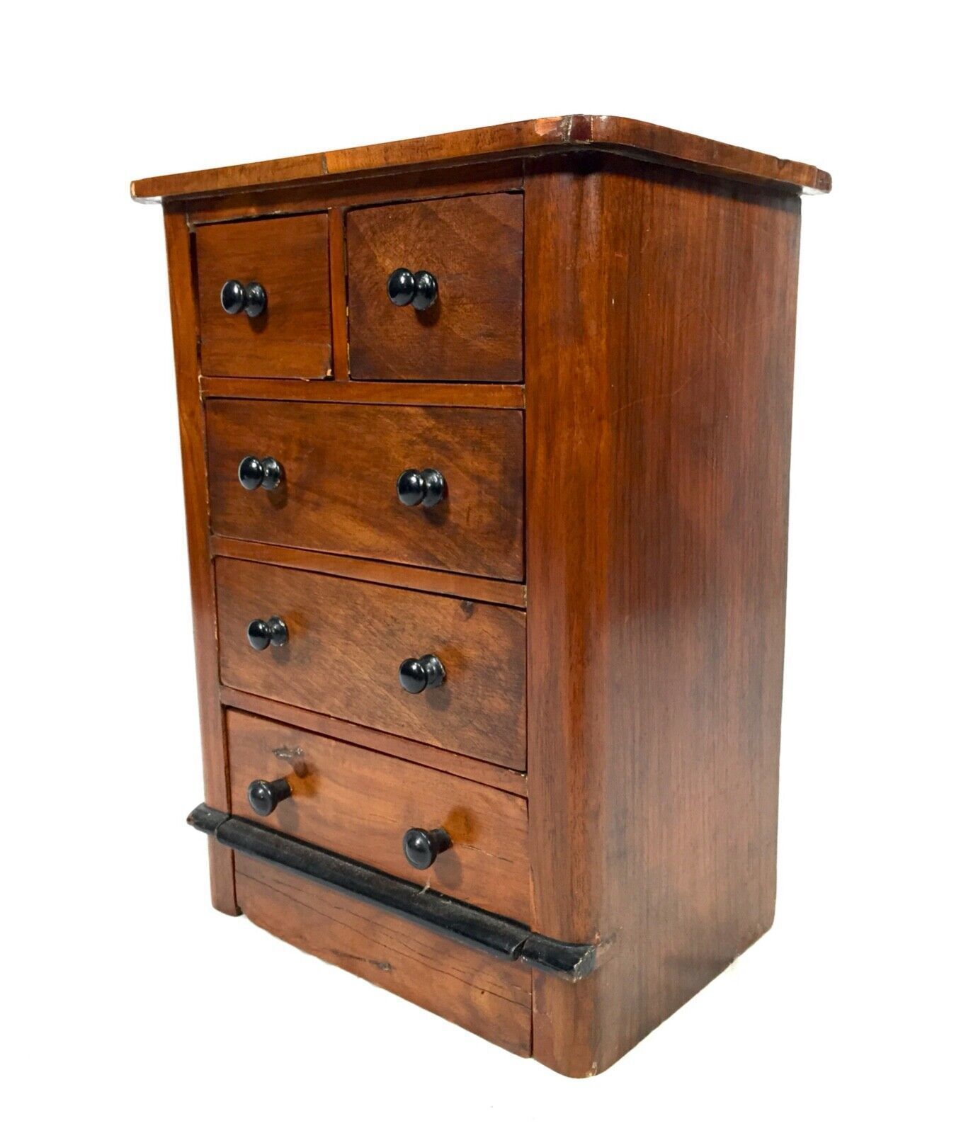 Antique Miniature Tabletop Wooden Chest Of Drawers C.1910 / Apprentice Furniture photo for sale