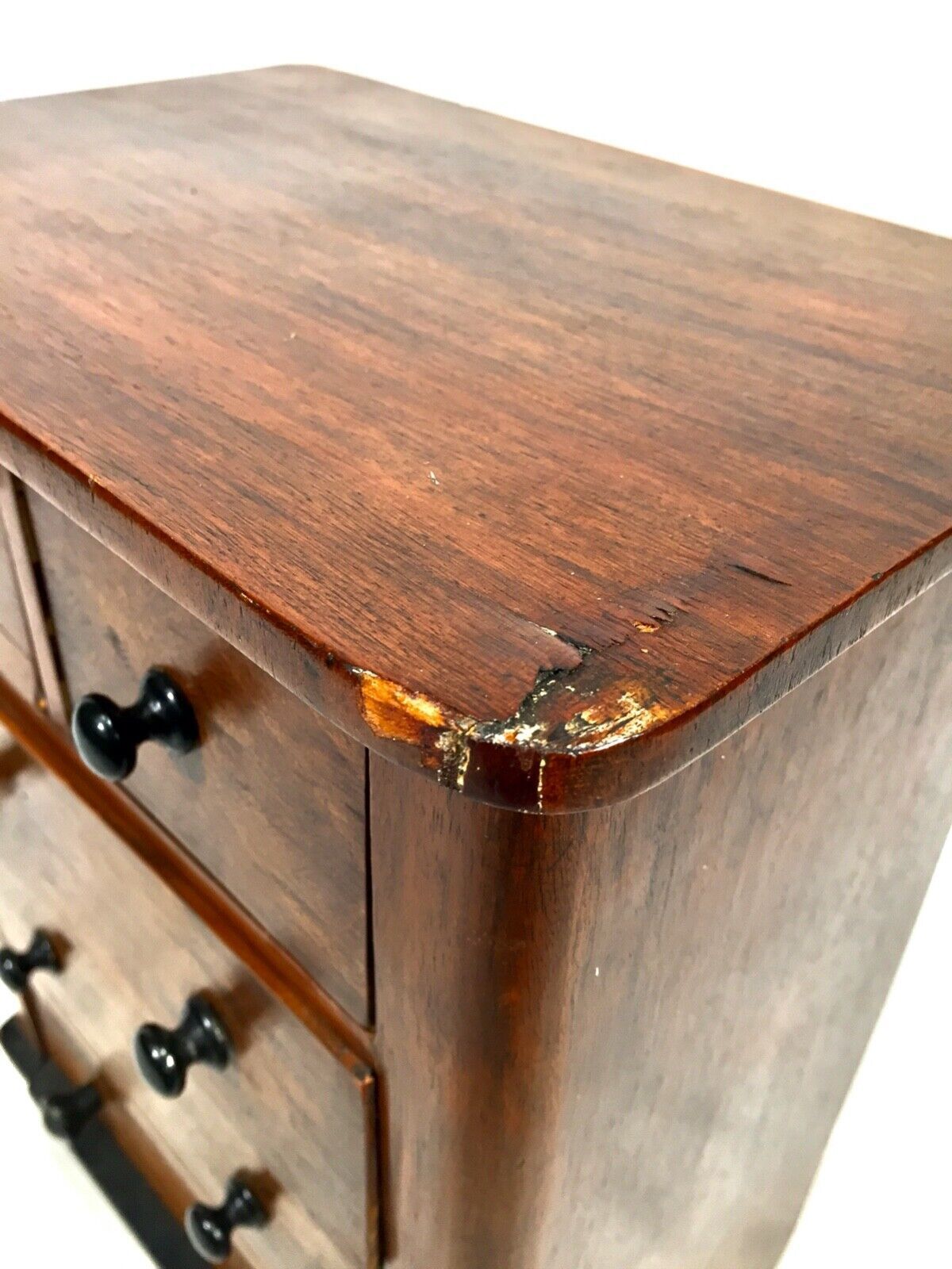 Antique Miniature Tabletop Wooden Chest Of Drawers C.1910 / Apprentice Furniture photo vintage