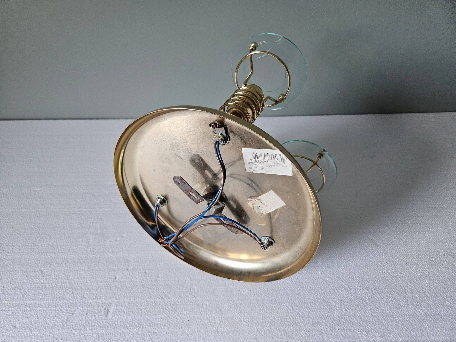 Vintage Flush Mount Ceiling Lamp, Retro Lights, Golden Lamp, Chandelier, Light Fixture, 80's, Golden Lamp, Brass Lamp photo vintage