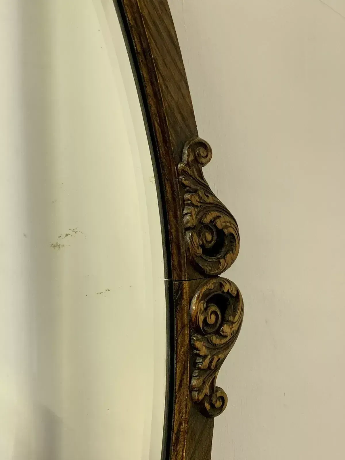 Antique Edwardian Carved English Oak Wall Mirror   76cm By 49cm photo 80.0
