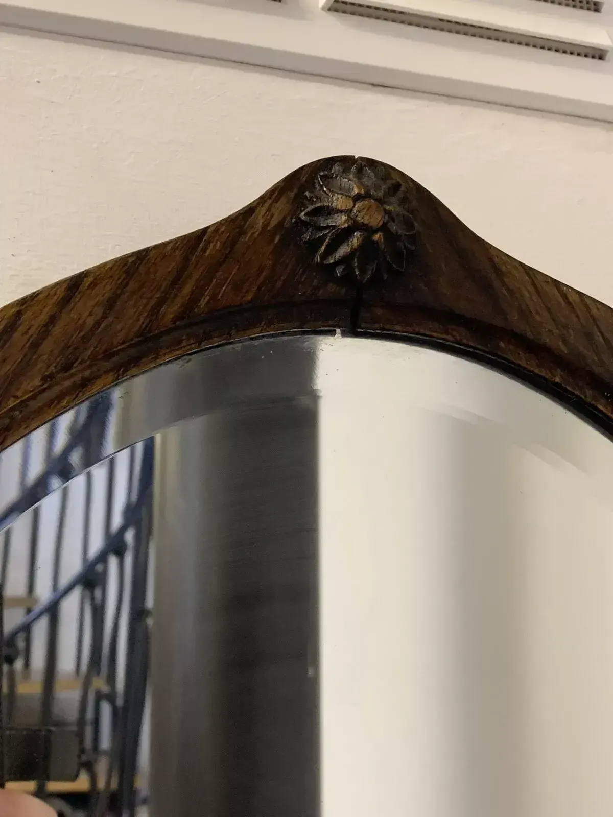 Antique Edwardian Carved English Oak Wall Mirror   76cm By 49cm photo vinterior