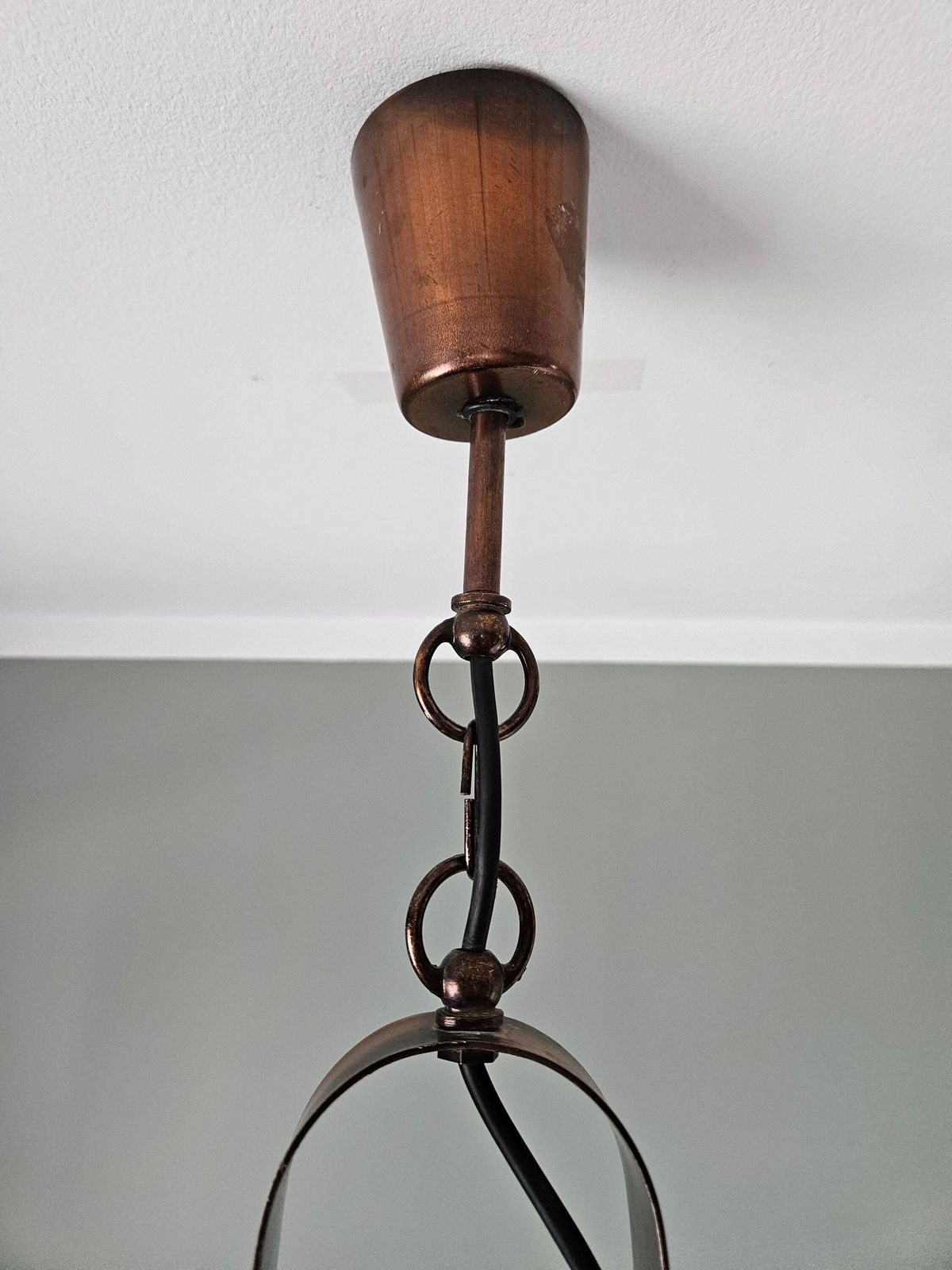 Vintage Copper Chandelier, Mid Century Ceiling Lamp, Pendant Light, Mid Century Modern, 70's Rustic Lamp, Retro Hanging Light, Mcm photo buy