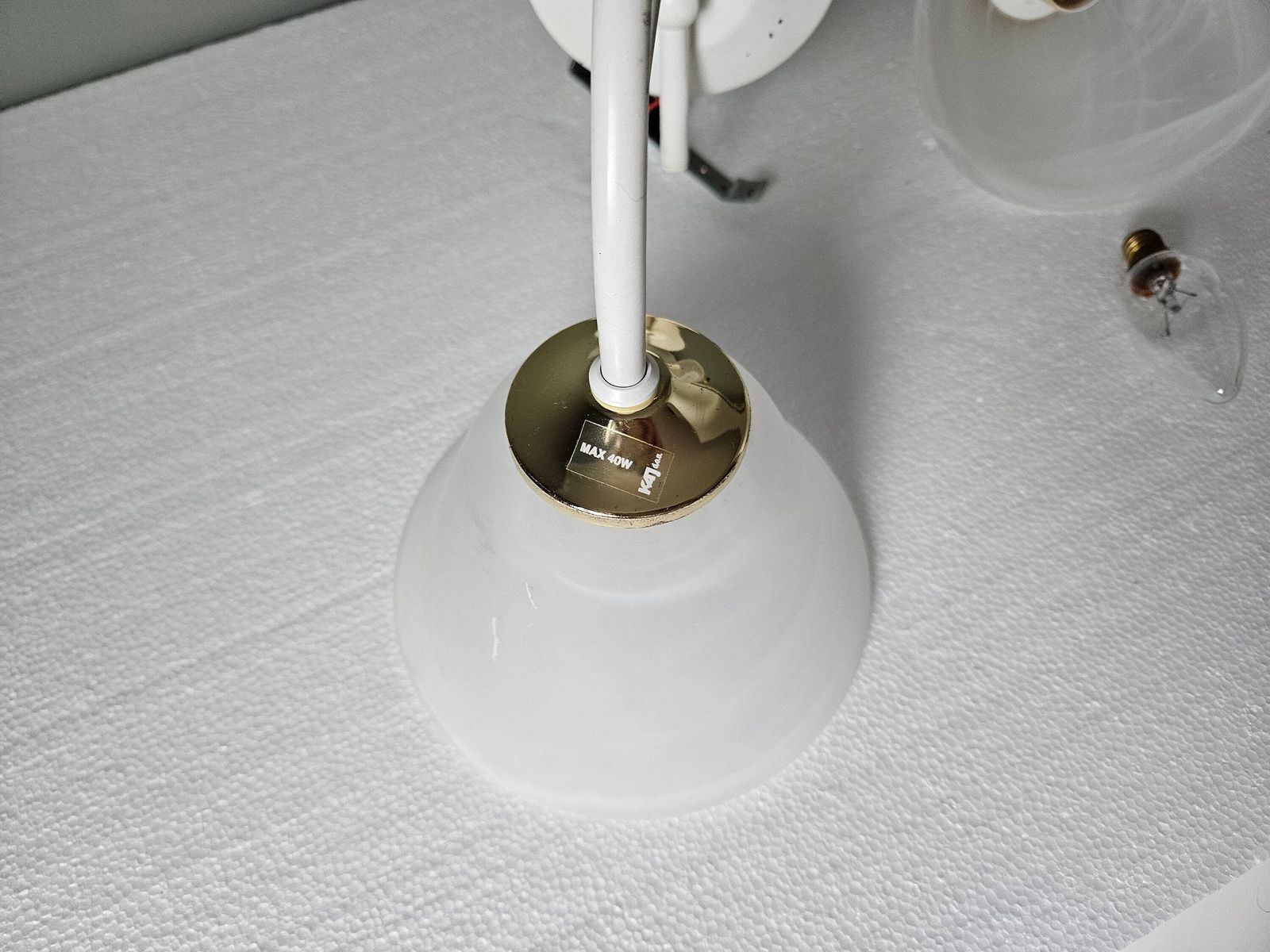 A Pair Of Vintage Wall Lights, Bedside Lights, Wall Lamps, Sconces, White Murano Glass Wall Lamps, White Wall Lights photo vinterior