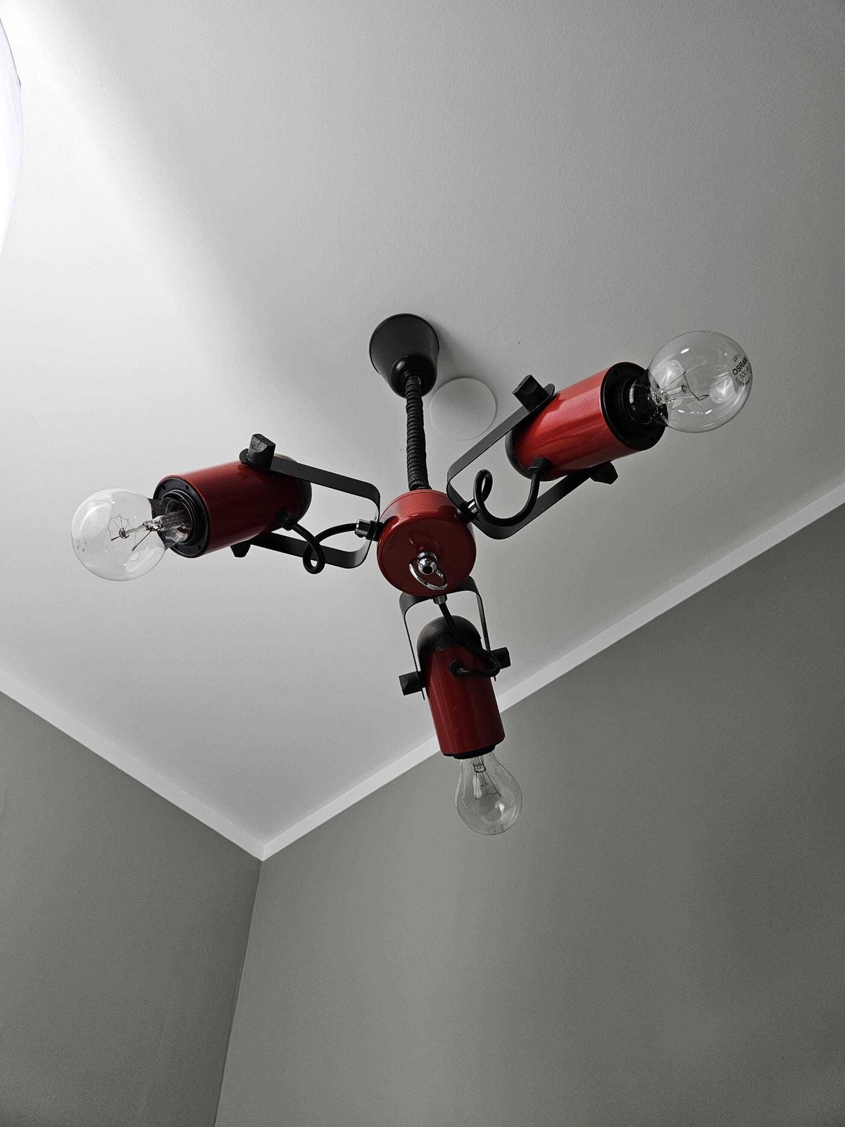 Retro Pendant Light, Adjustable Lamp, Vintage Hanging Light, Red Spot Light, 80s, Ceiling Light, Retro Lamp, Spotlights photo vinterior