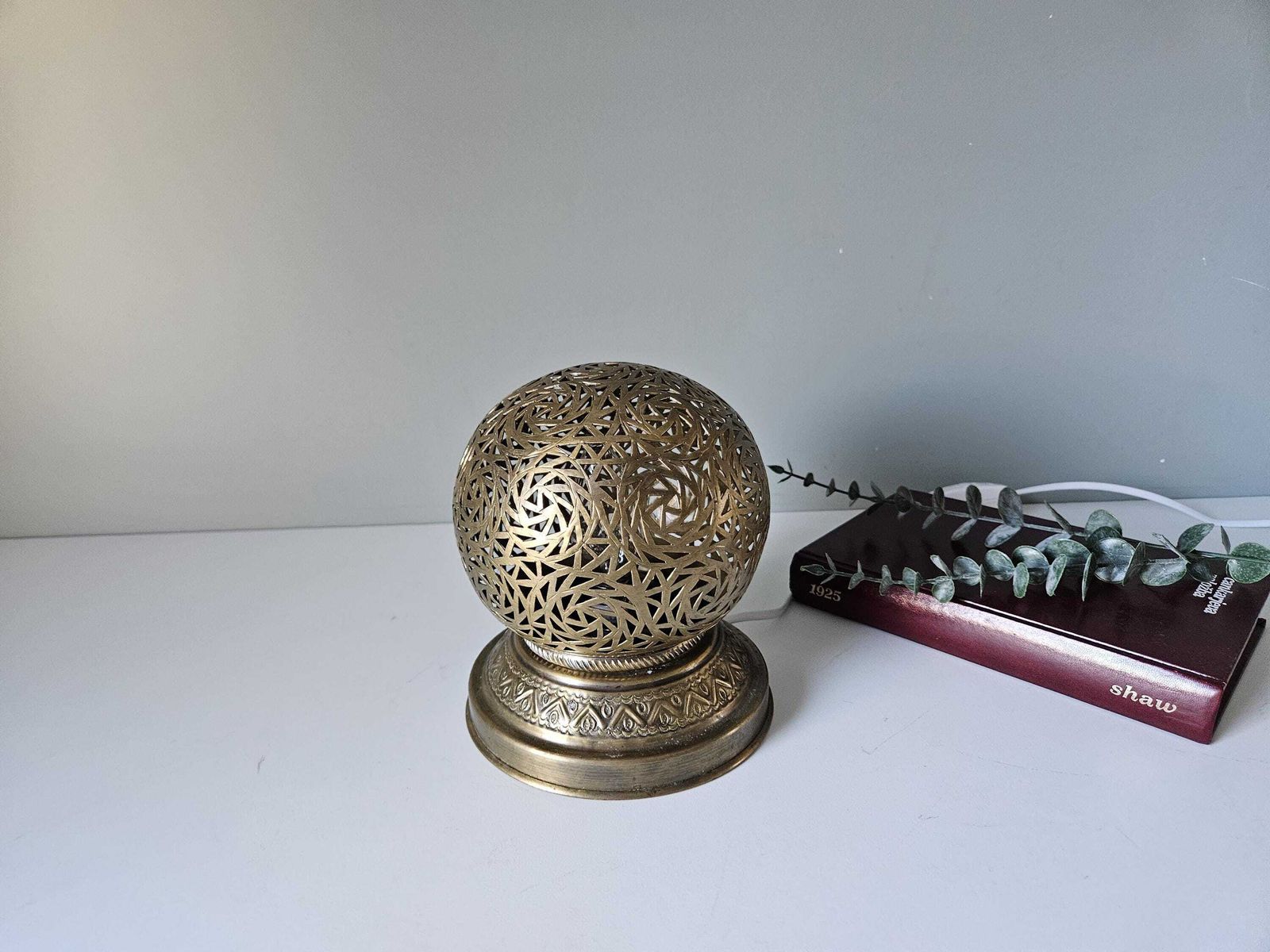 photo for sale Vintage Table Lamp, Bedside Lamp, Brass Lamp, Desk Lamp, Nightstand Light, Night Light, Romantic Lamp, Golden Lamp, Magic Ball