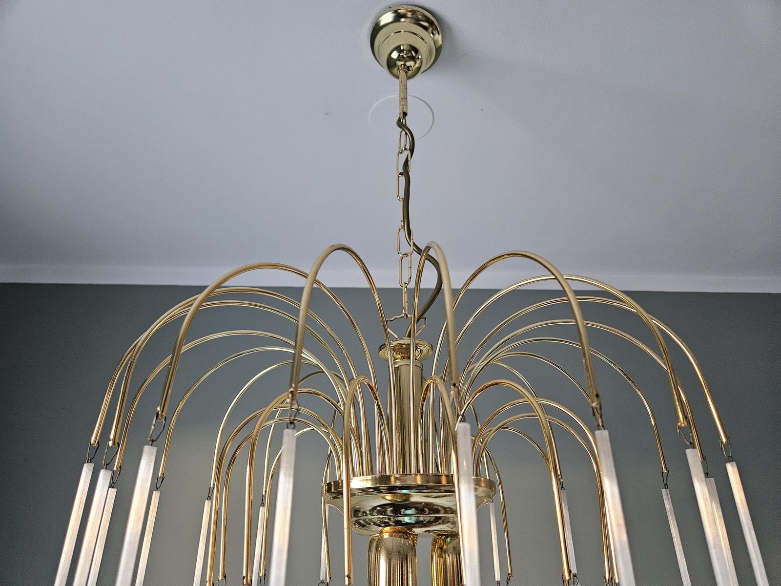 Vintage Crystal Murano Glass Ceiling Light, Mid Century Paolo Venini Waterfall Chandelier, Teardrops Crystal Chandelier, Pendant Lamp photo buy