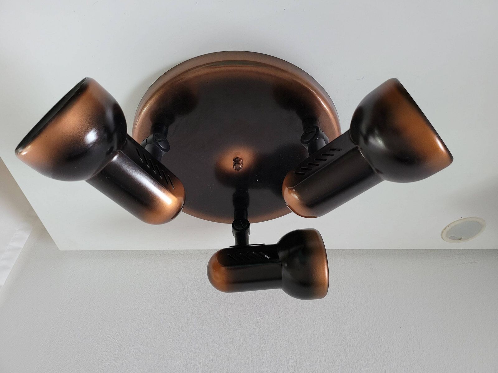 Vintage Flush Mount Ceiling Light, Copper Ceiling Lamp, 80's Lamps, 80s Bronze Lamp, Retro Spotlight, Brown Spot Light, Light Fixture