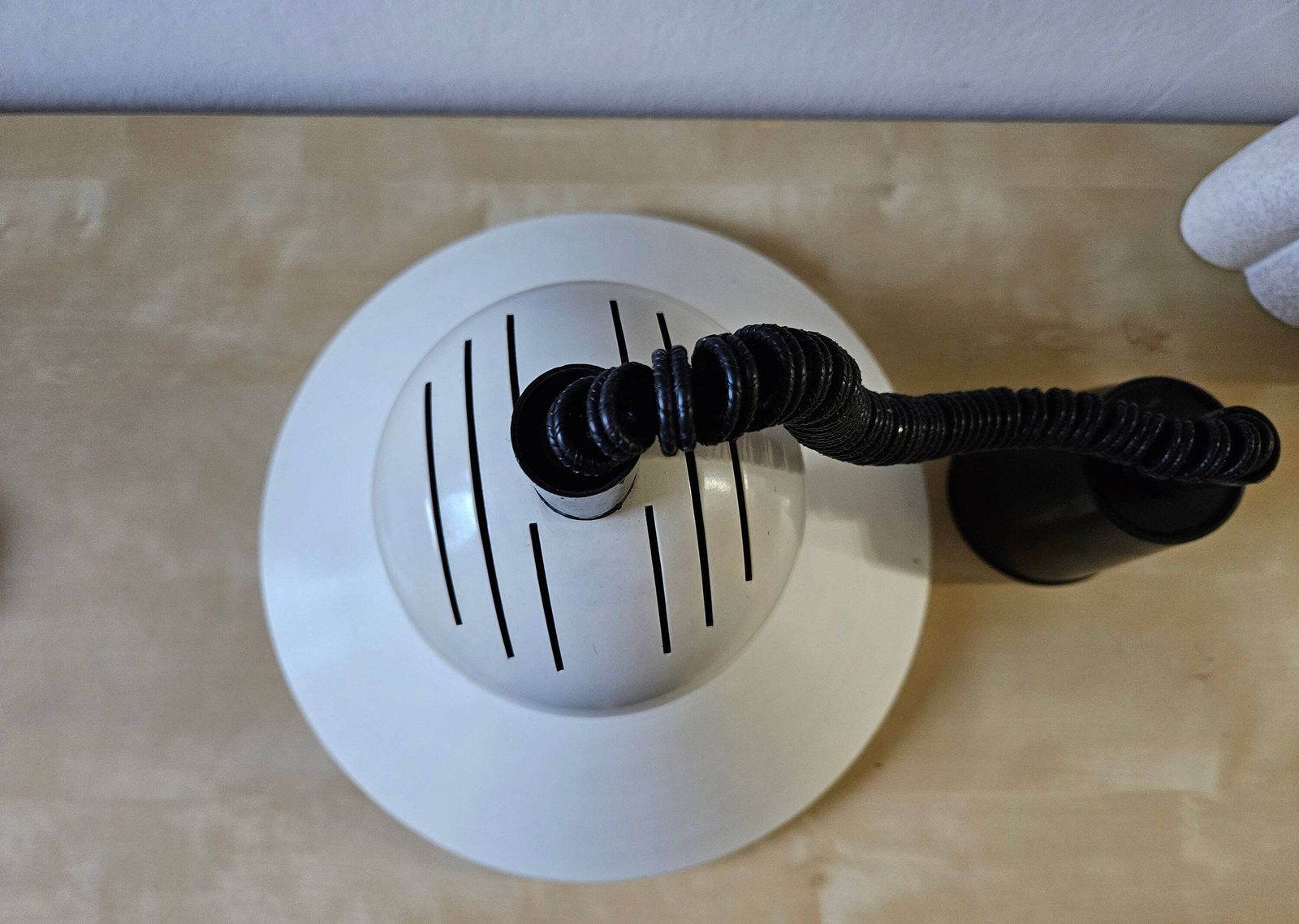 Vintage Pendant Lamp, White Lamp, Metal Lamp, Vintage Ceiling Light, 80's Lamps, Retro Hanging Light, Retro Kitchen Lamp, Black And White photo Lighting