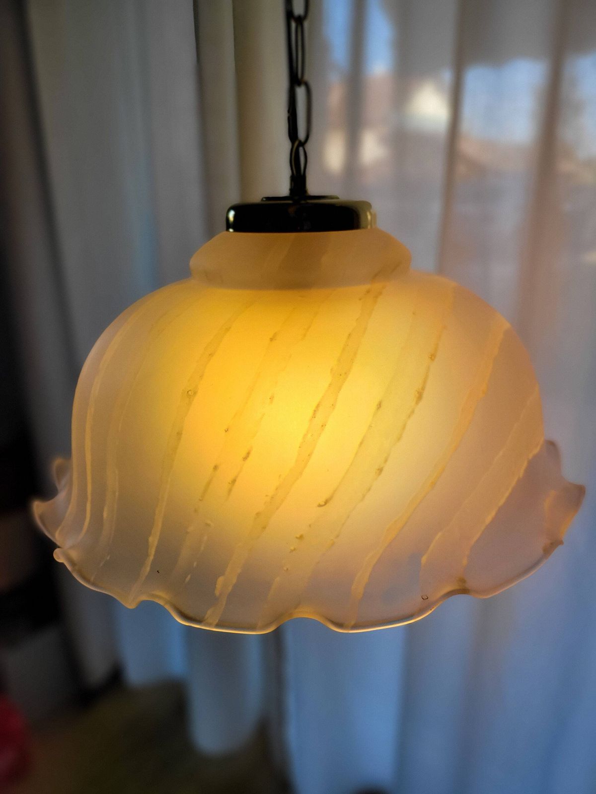 photo furniture Vintage White Chandelier / Brass Ceiling Light / White Spiral Lamp / White Swirl Pendant Lamp / Hanging Lamp / Chandelier Murano Style