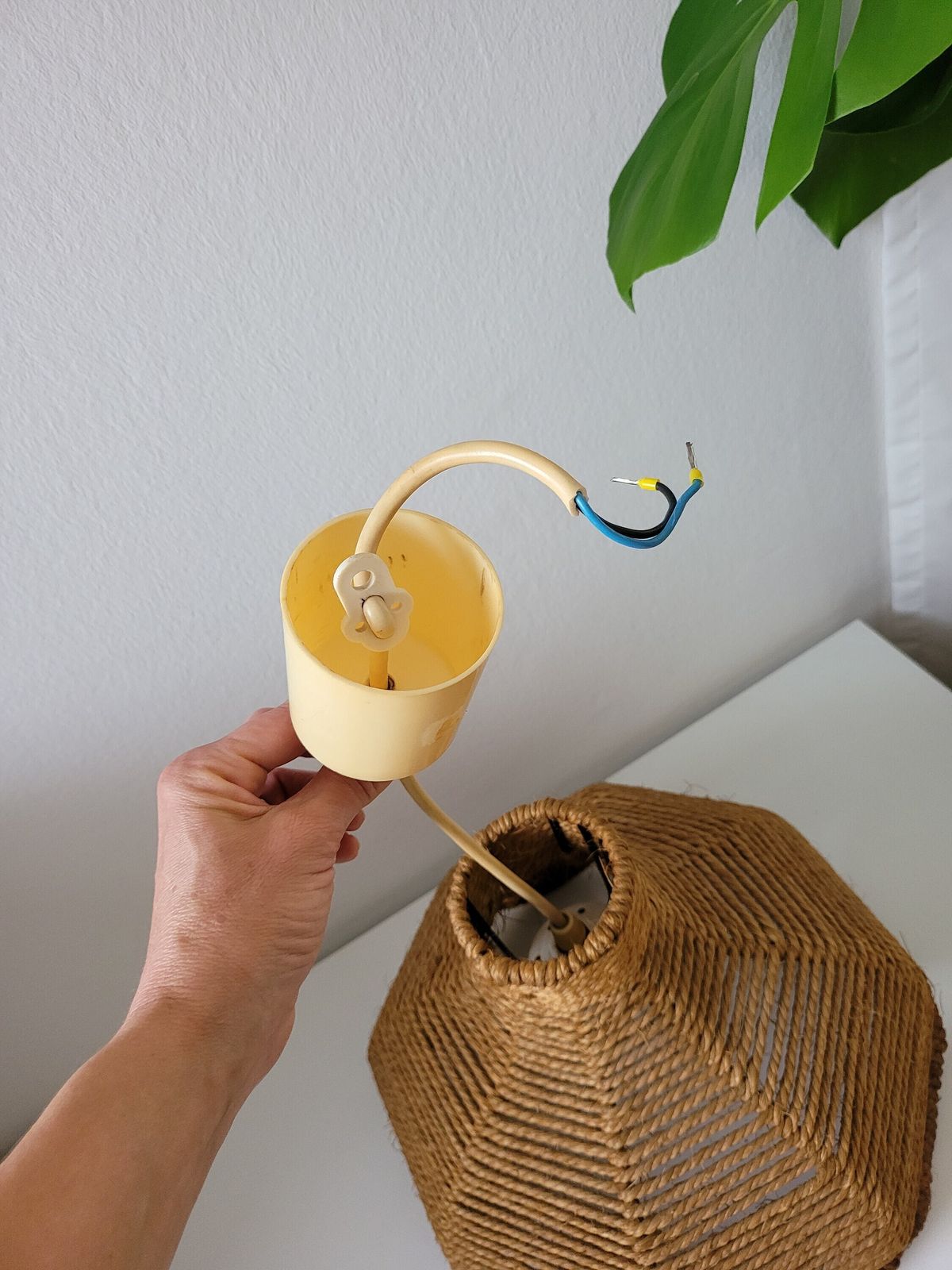 Vintage Pendant Lamp, Bohemian Wicker Lamp, Mid Century Modern, Boho Ceiling Light, 70s, Retro Hanging Light, Rustic Lamp, Rope Lamp, String photo buy
