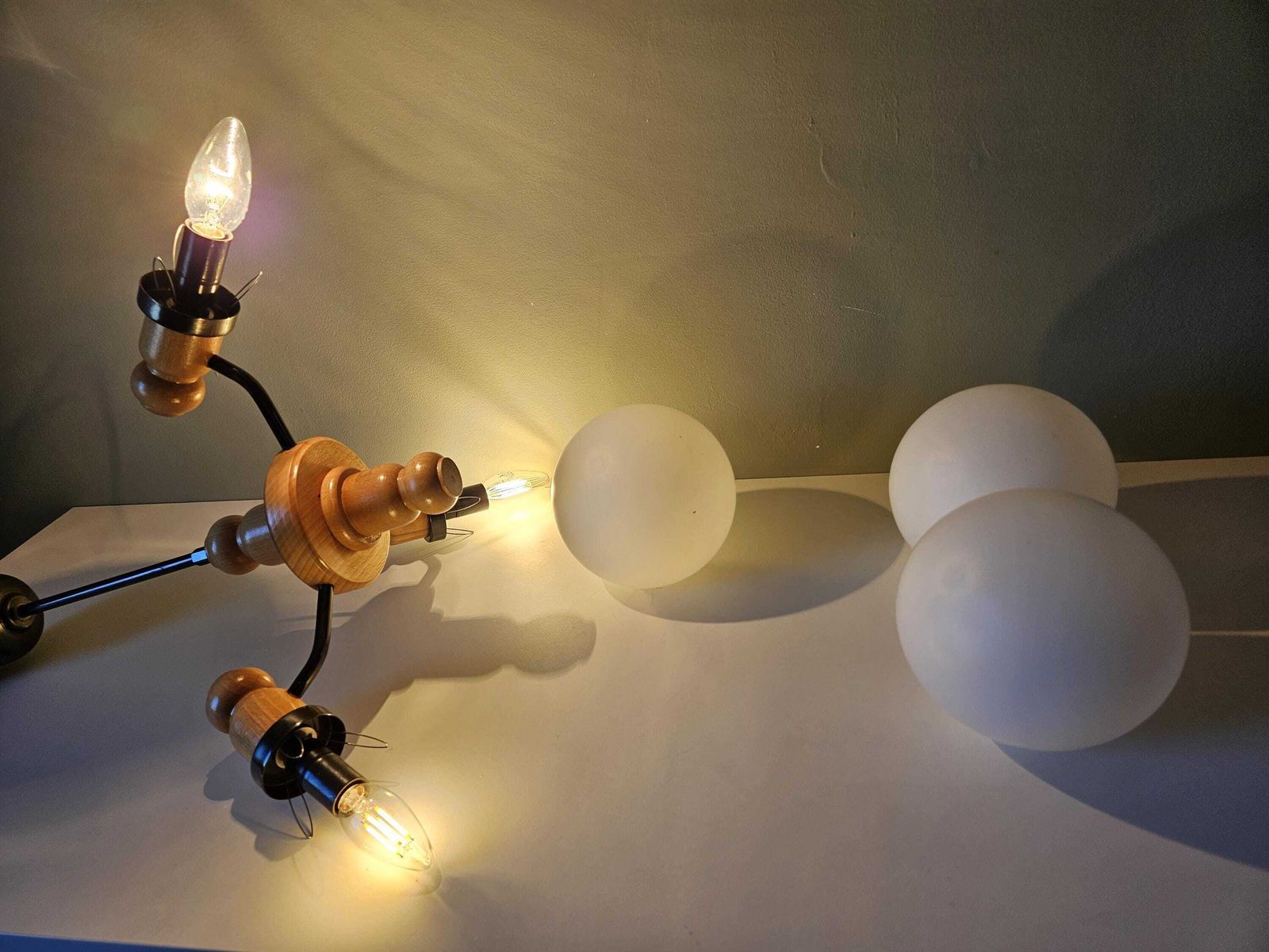 Mid Century Sputnik Chandelier / Pendant Molecule Lamp / Glass Globe Atomic Ceiling Lamp / Space Age Light / Vintage Hanging Light Fixture photo vintage