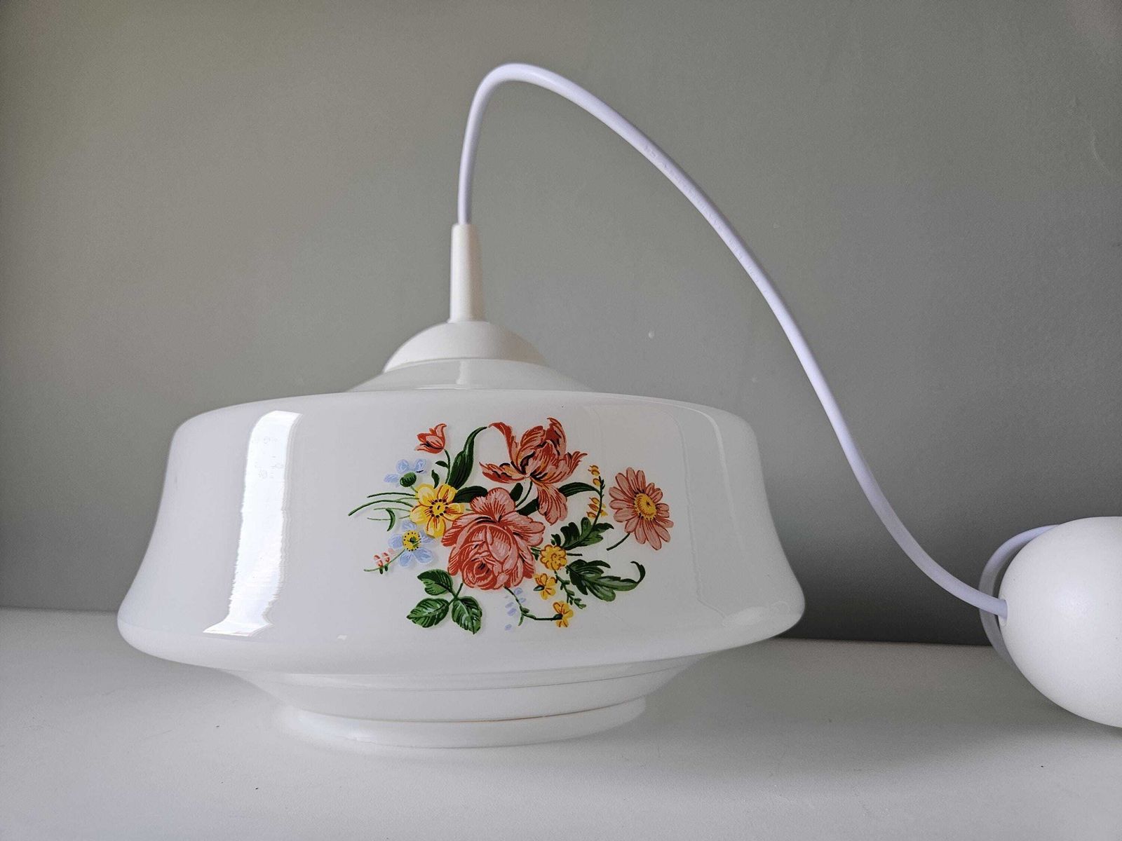 Vintage Pendant Light, Kitchen Lamp, Retro Lamp, Granny's Lamp, Cottage Core, Flower Ceiling Light, 60's Lamps, Farmhouse photo Lighting