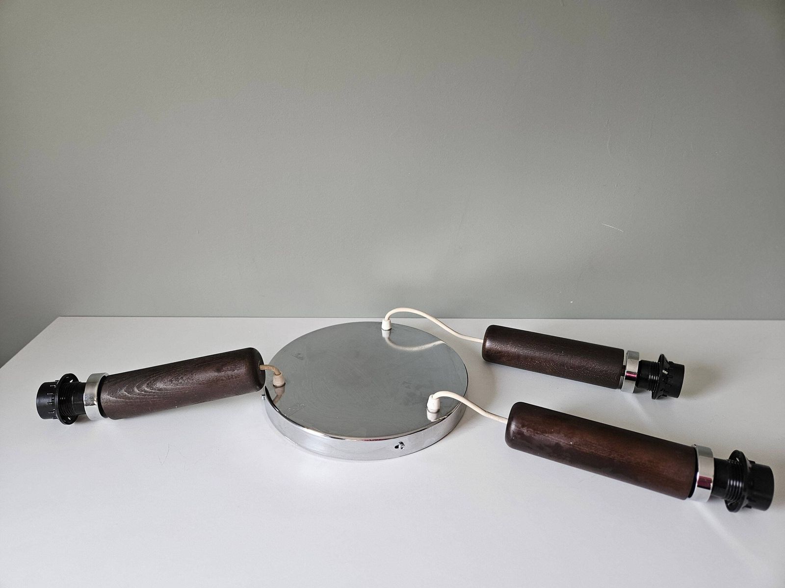 photo for sale Mid Century Modern Pendant Lamp, Cascade Lamp, Space Age Ceiling Light, Yugoslavia 70's, Mcm Light Fixture, Glass Wood Vintage Chandelier