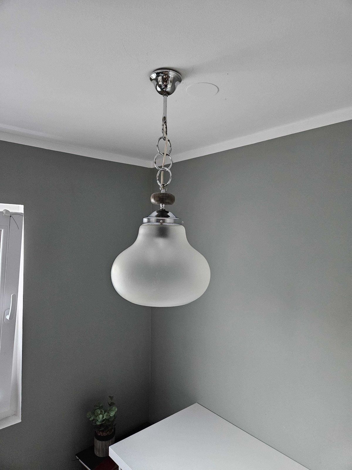 Mid Century Modern Glass Pendant Light / Frosted Glass Globe Hanging Light / Vintage Ceiling Lamp / Space Age Light Fixture / Mcm photo buy
