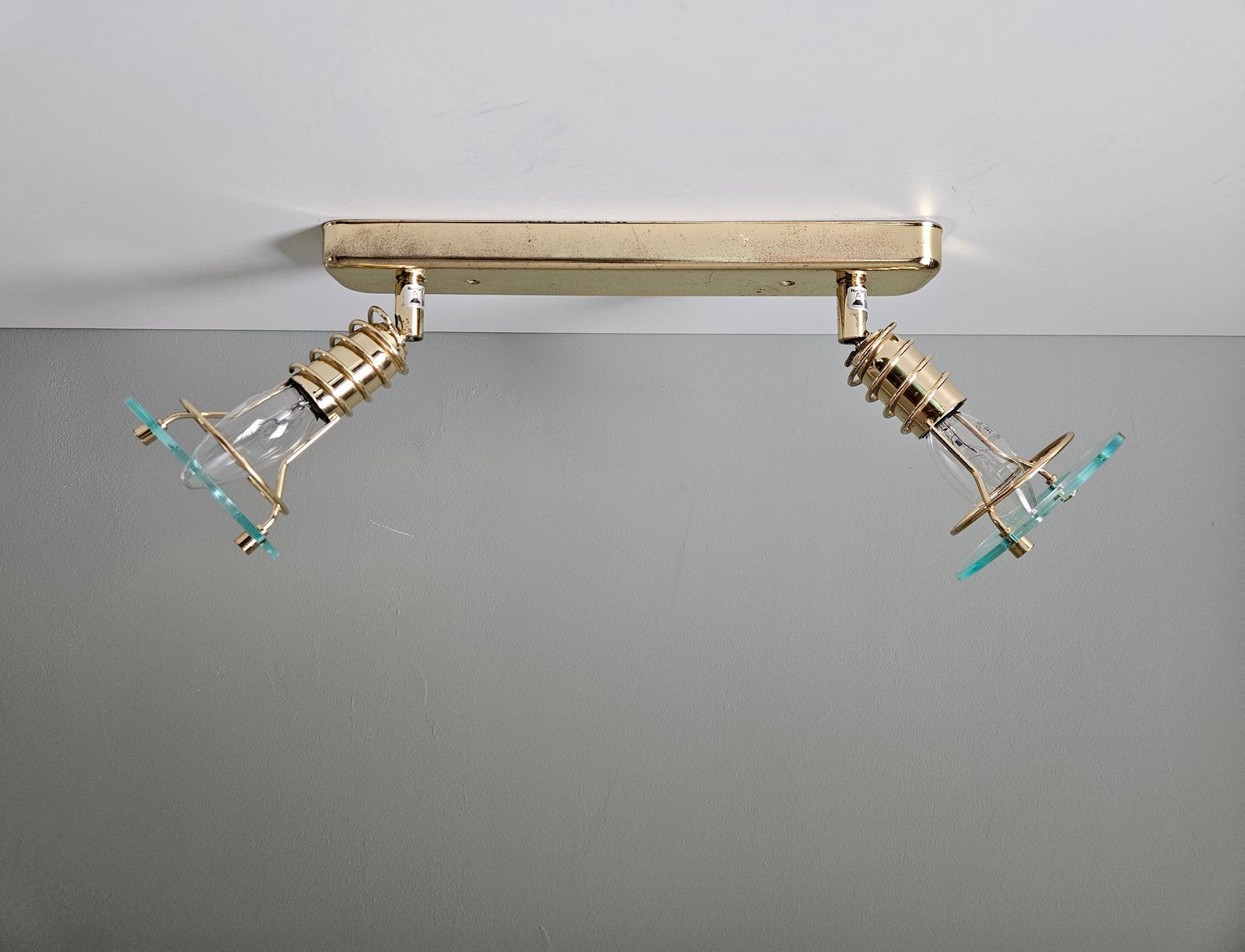 Vintage Flush Mount Ceiling Lamp, Wall Lamp, Retro Lights, Golden Lamp, Light Fixture, 80's, Golden Lamp, Brass Lamp, Spotlight, Industrial photo vintage