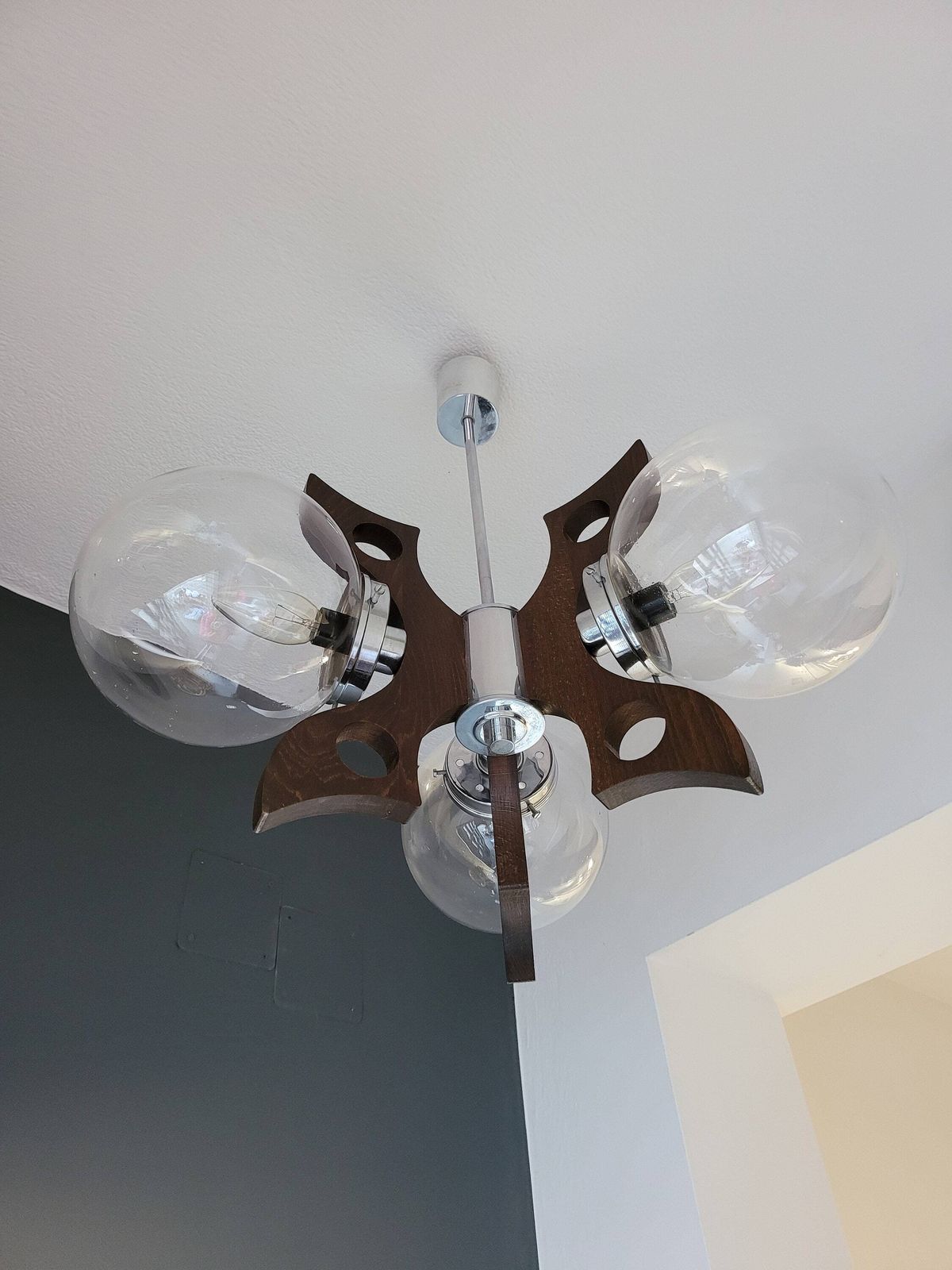 Vintage Pendant Light, Mid Century Modern Lamp, Bulb Ceiling Lamp, Glass Globes Chandelier, Sputnik Space Age Lamp 70's Mcm Yugoslavia