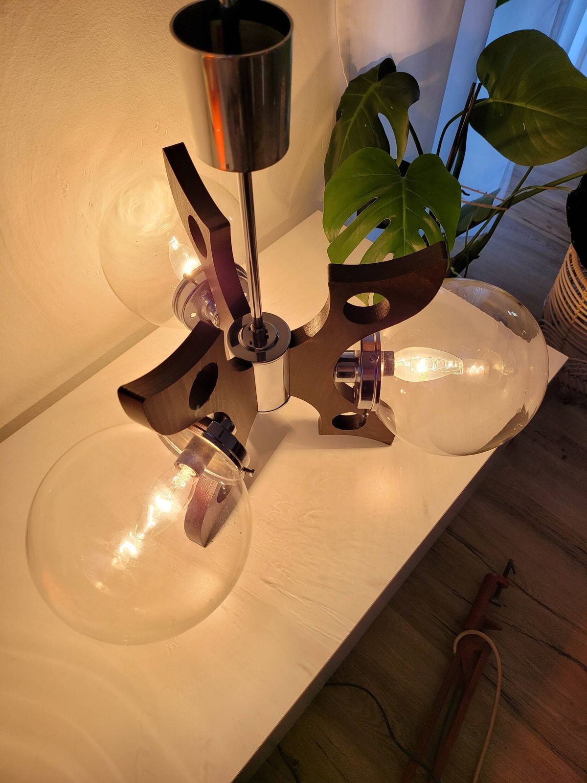 Vintage Pendant Light, Mid Century Modern Lamp, Bulb Ceiling Lamp, Glass Globes Chandelier, Sputnik Space Age Lamp 70's Mcm Yugoslavia photo 228.0
