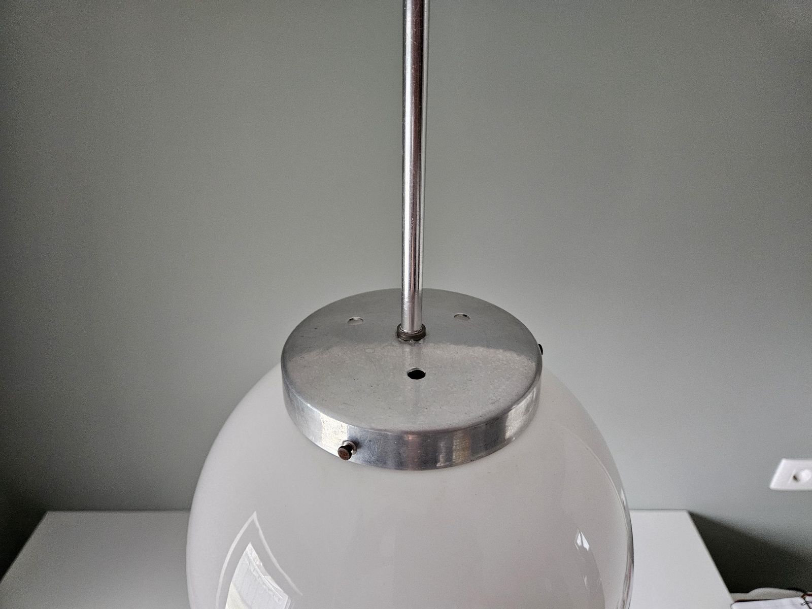 Vintage Pandant Light / Bauhaus Style Pendant Light / 1960 Yugoslavia / White Lamp photo Lighting
