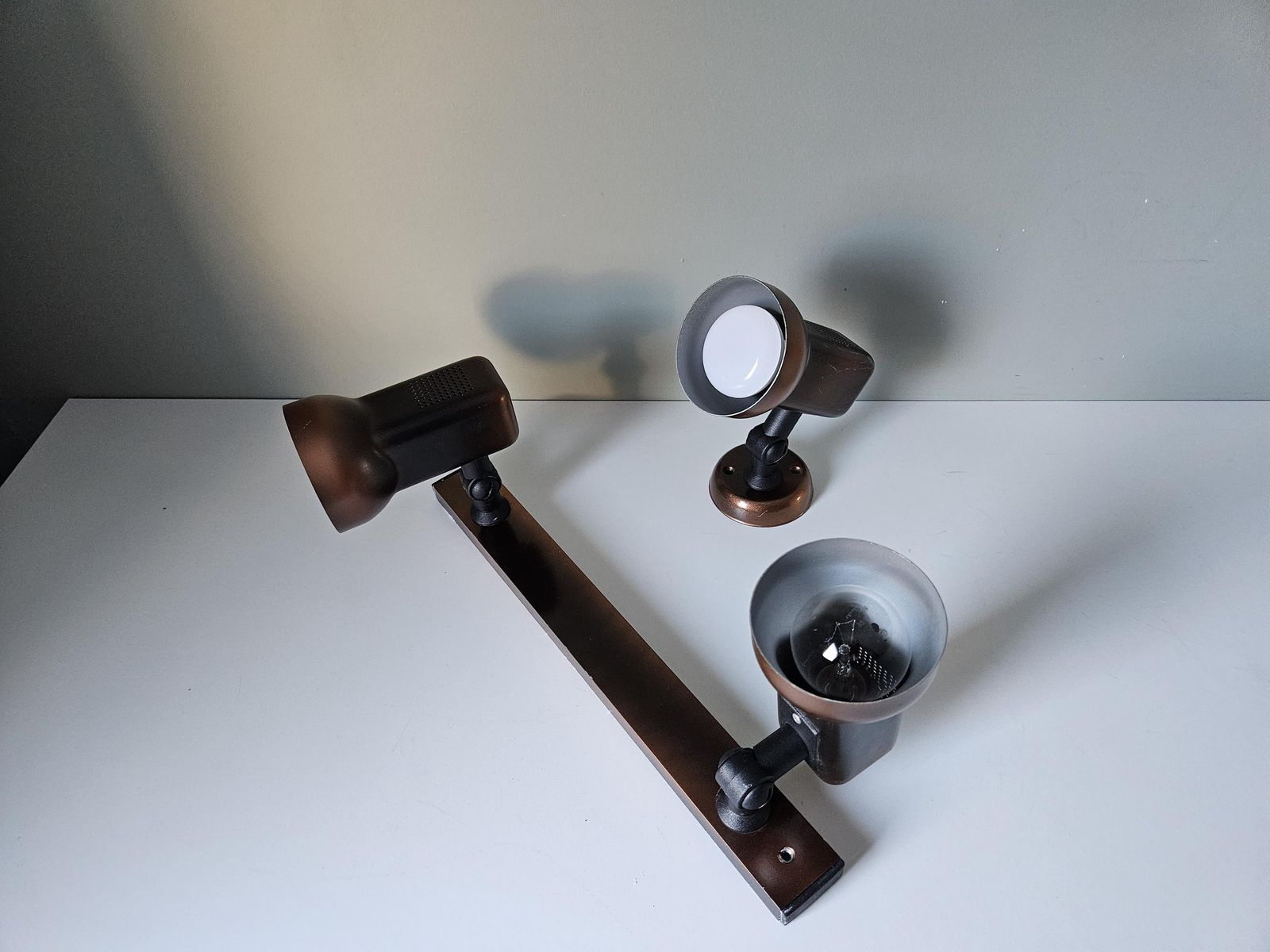 Set Of 2/ Retro Lamps, Bronze Track Spot Lights, Copper Wall Lamps, Vintage Flush Mount Wall Lights, Ceiling Lights, Side Lamps photo furniture