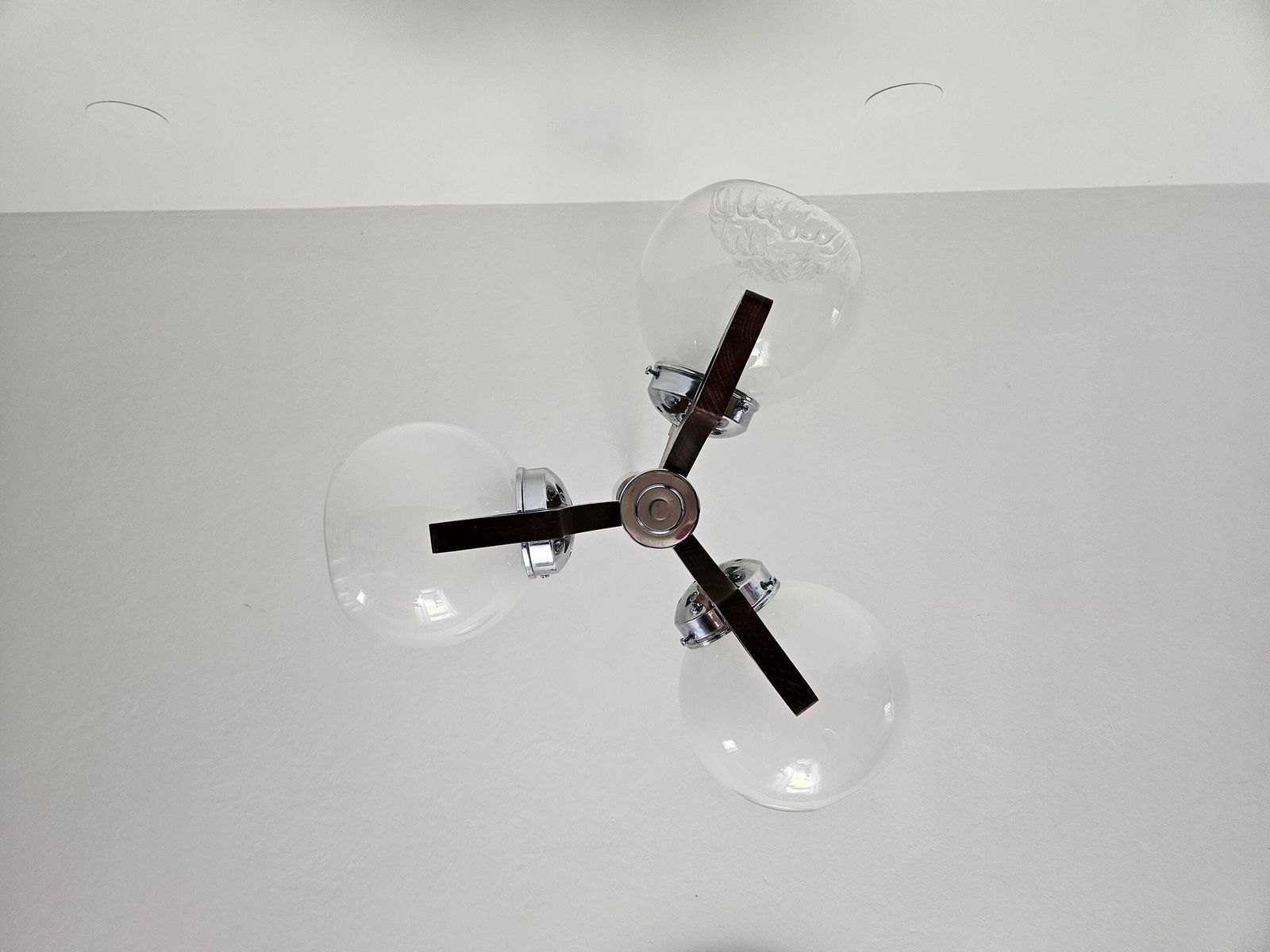 Vintage Pendant Light, Mid Century Modern Lamp, Mazzega Lamp, Murano Glass Ceiling Lamp, Glass Globes Chandelier, Sputnik Lamp 70's photo for sale