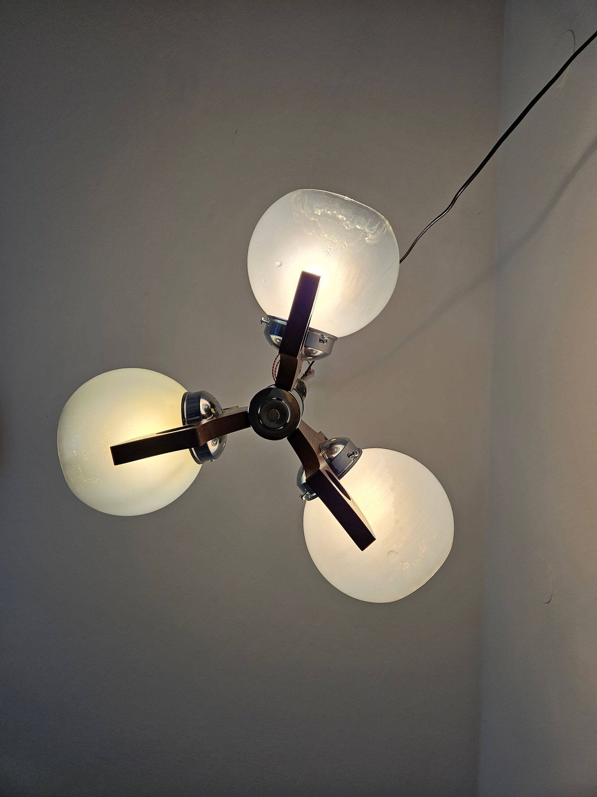 Vintage Pendant Light, Mid Century Modern Lamp, Mazzega Lamp, Murano Glass Ceiling Lamp, Glass Globes Chandelier, Sputnik Lamp 70's photo Lighting