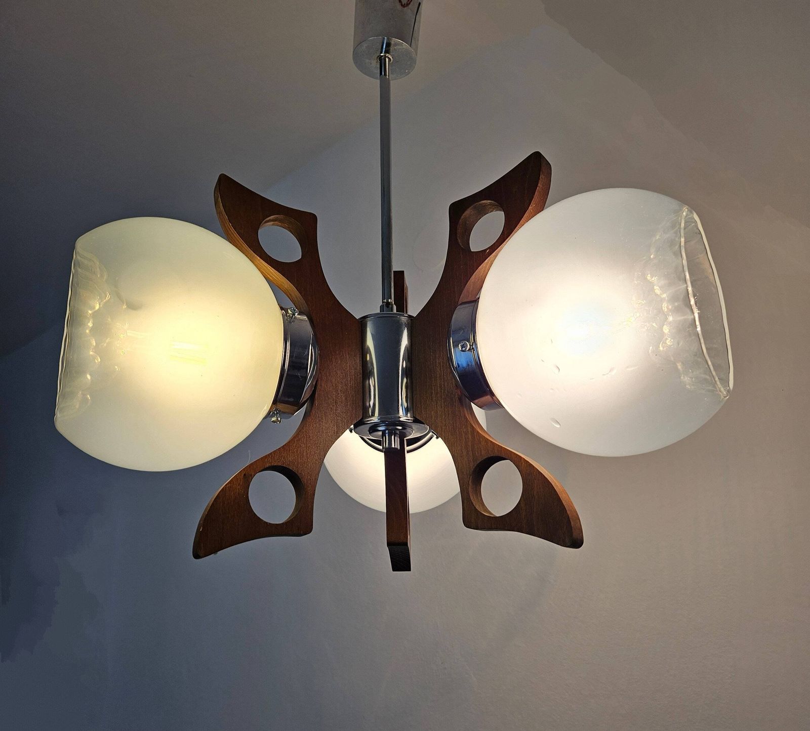 Vintage Pendant Light, Mid Century Modern Lamp, Mazzega Lamp, Murano Glass Ceiling Lamp, Glass Globes Chandelier, Sputnik Lamp 70's photo 228.0