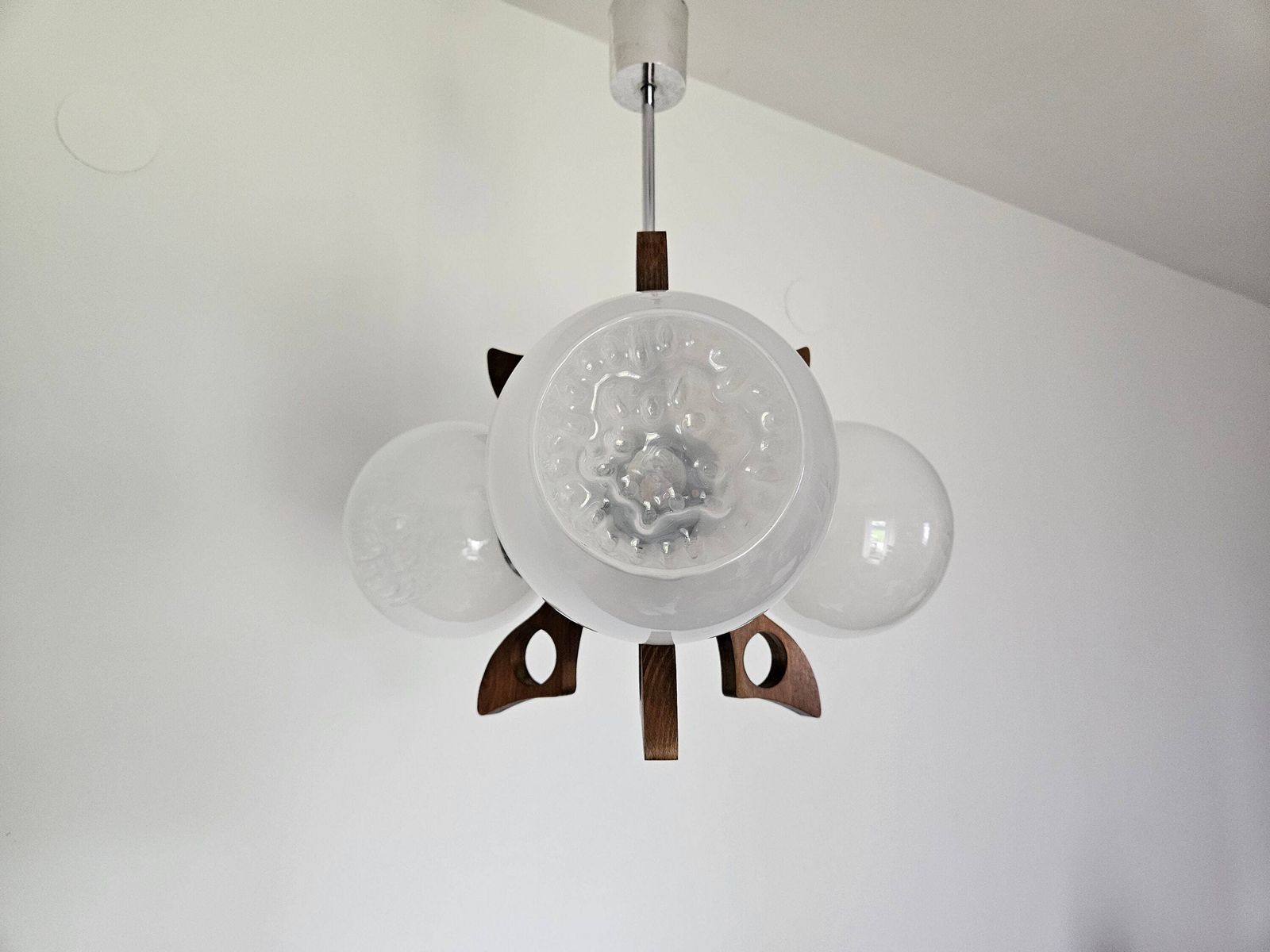 Vintage Pendant Light, Mid Century Modern Lamp, Mazzega Lamp, Murano Glass Ceiling Lamp, Glass Globes Chandelier, Sputnik Lamp 70's photo buy