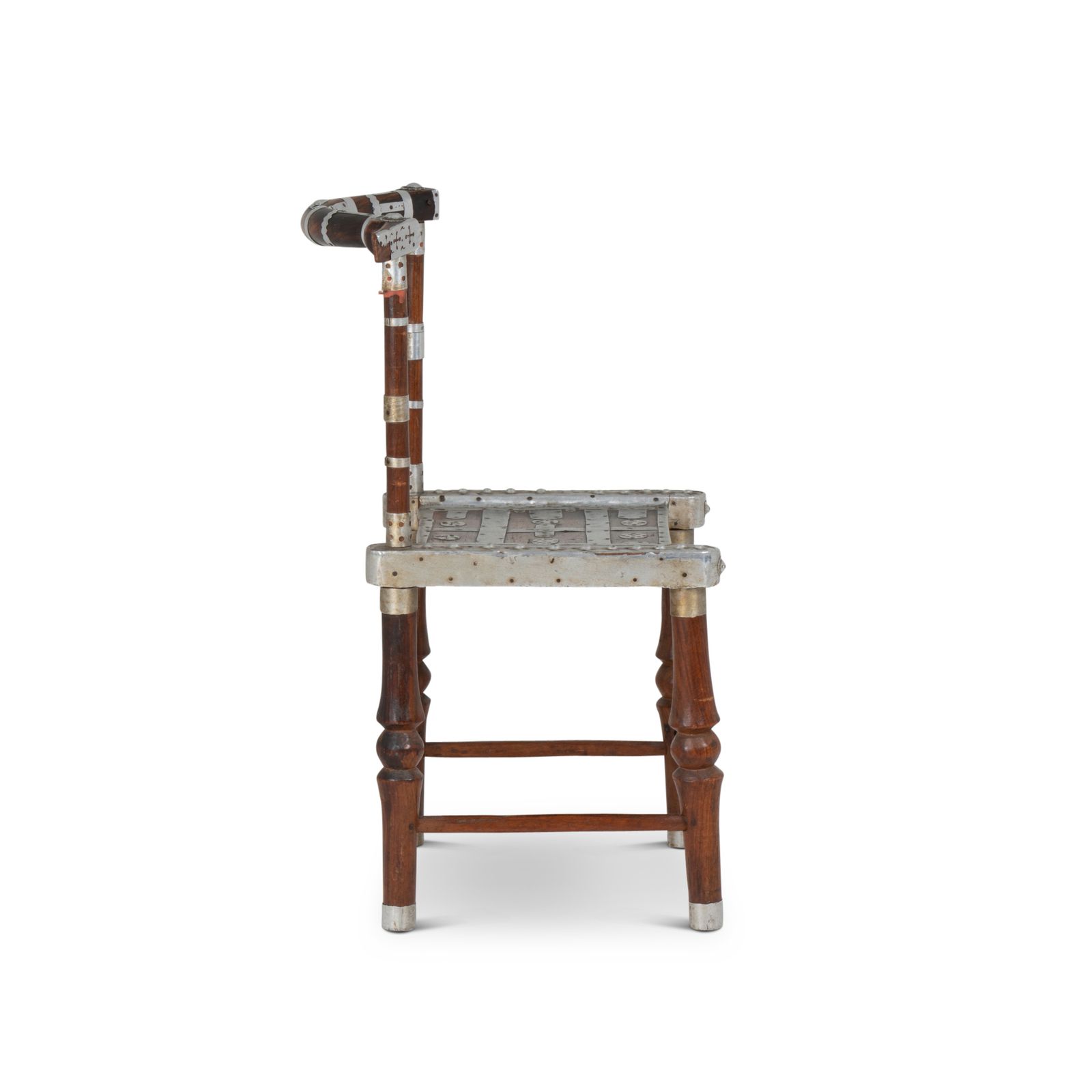 Chair With Hammered Metal Decoration, Twentieth Century photo for sale