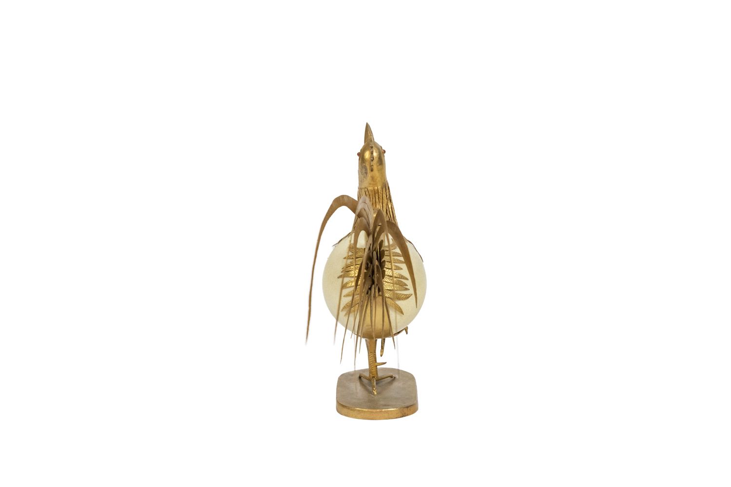 Art Rooster In Ostrich Egg And Golden Brass, 1970s photo