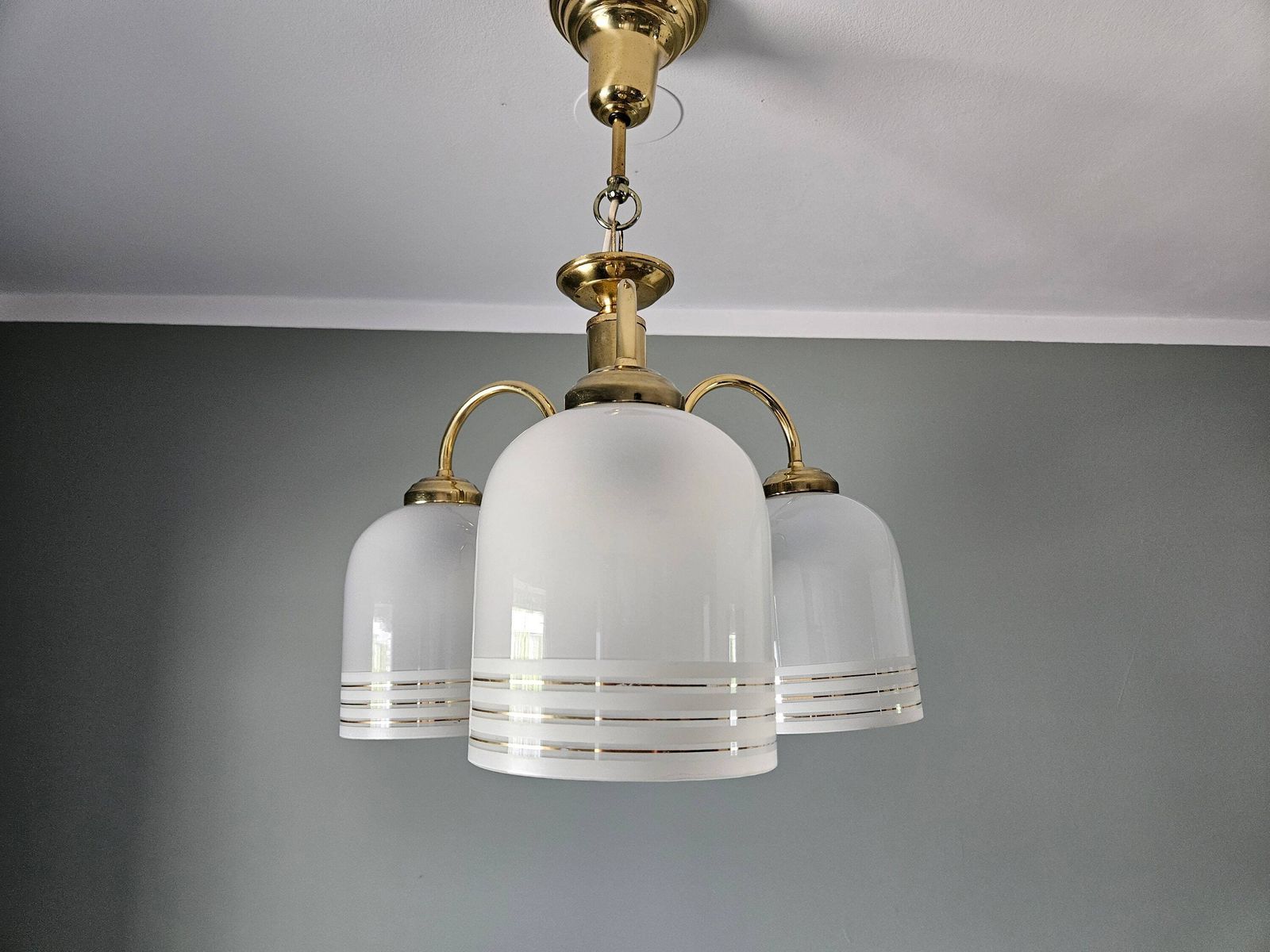 Vintage Pendant Lamp, Brass Chandelier, 80's Yugoslavia, Ceiling Light, White And Gold Chandelier, Elegant Light Fixture, Hollywood Regency photo furniture